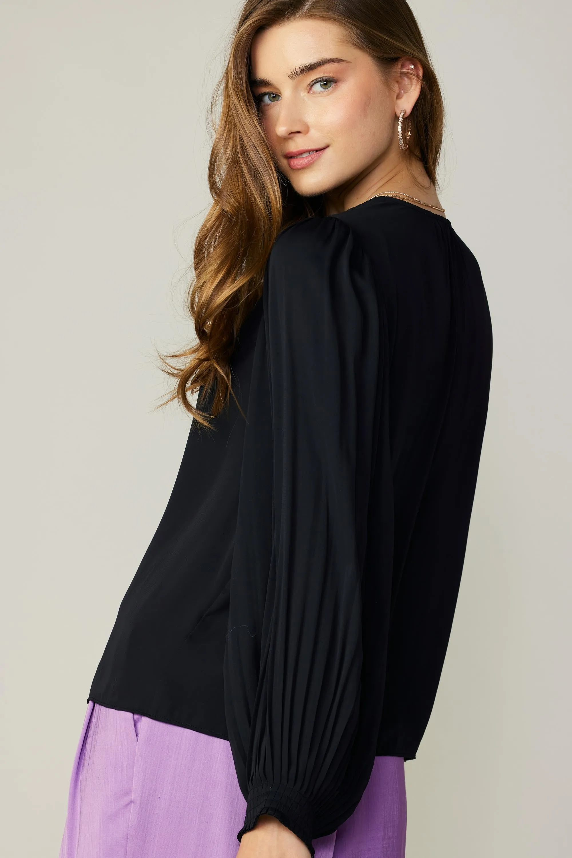 Long Pleated Sleeve Blouse sold by Current Air product image thumbnail 4