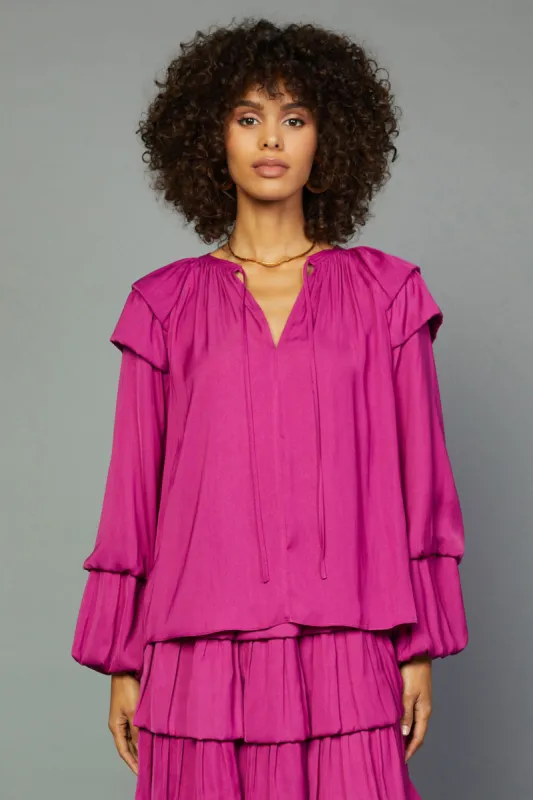 Tiered Bubble Sleeve Blouse sold by Current Air