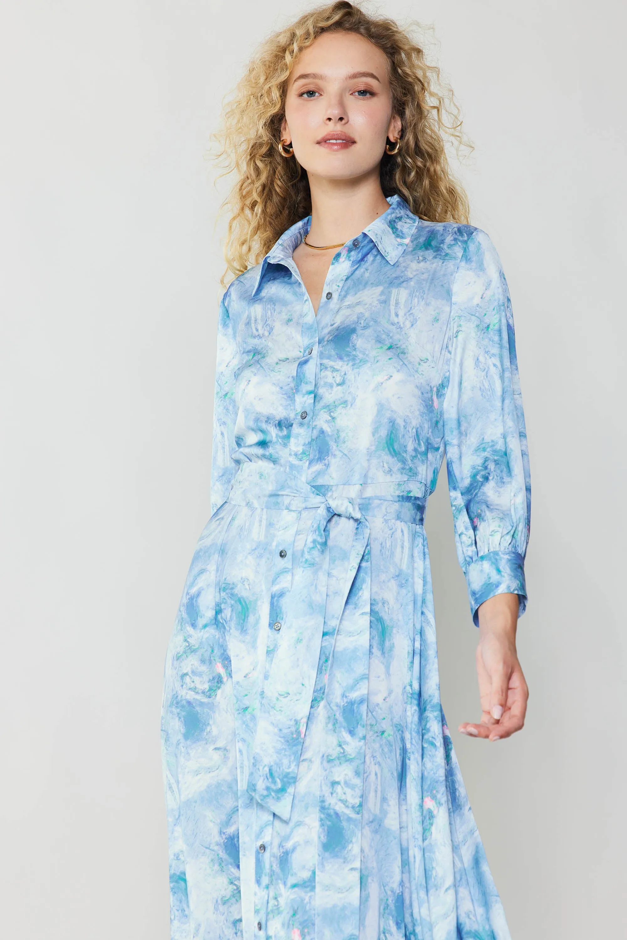 Marbled Motif Buttondown Dress sold by Current Air product image thumbnail 3