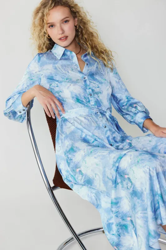 Marbled Motif Buttondown Dress sold by Current Air