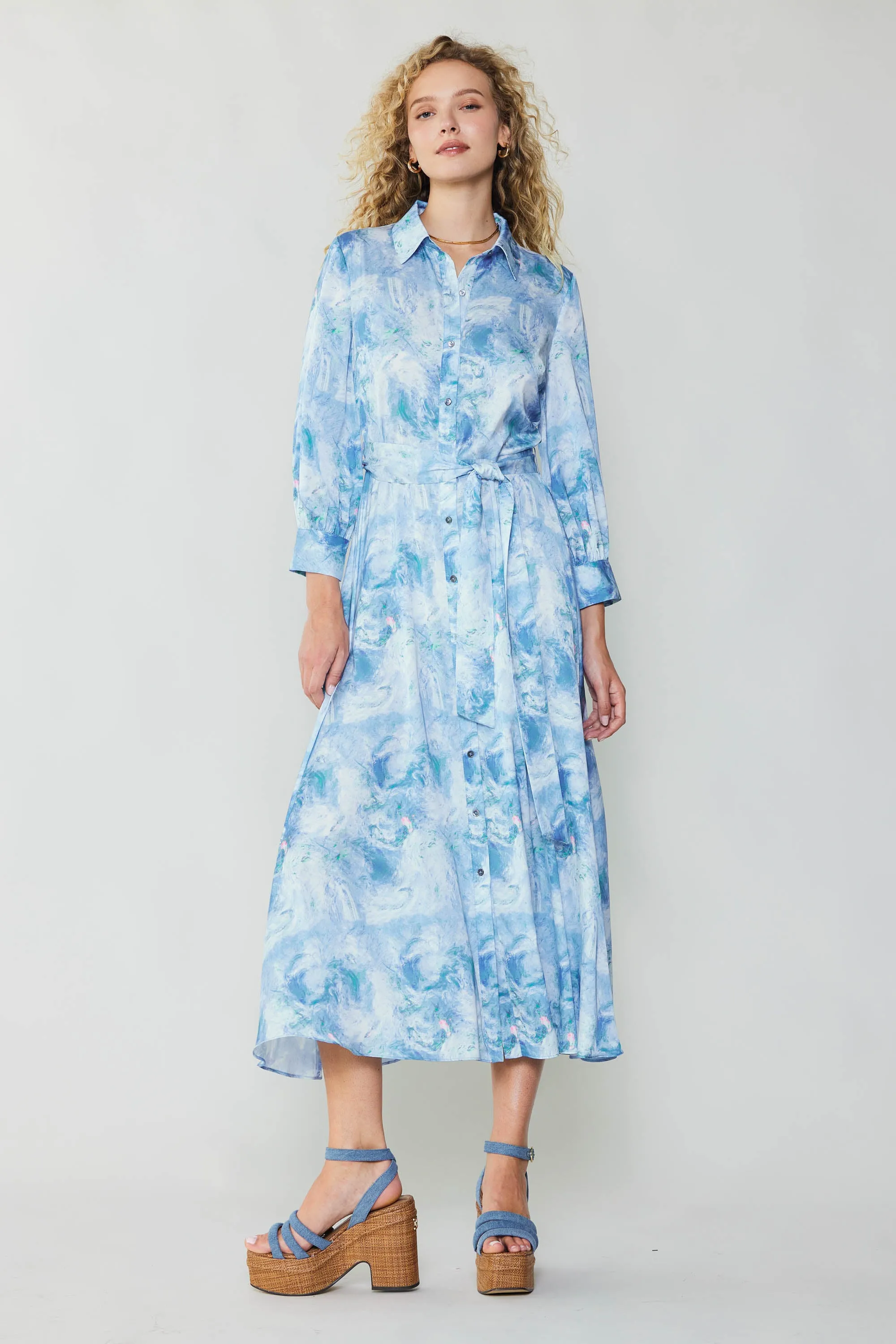 Marbled Motif Buttondown Dress sold by Current Air product image thumbnail 4