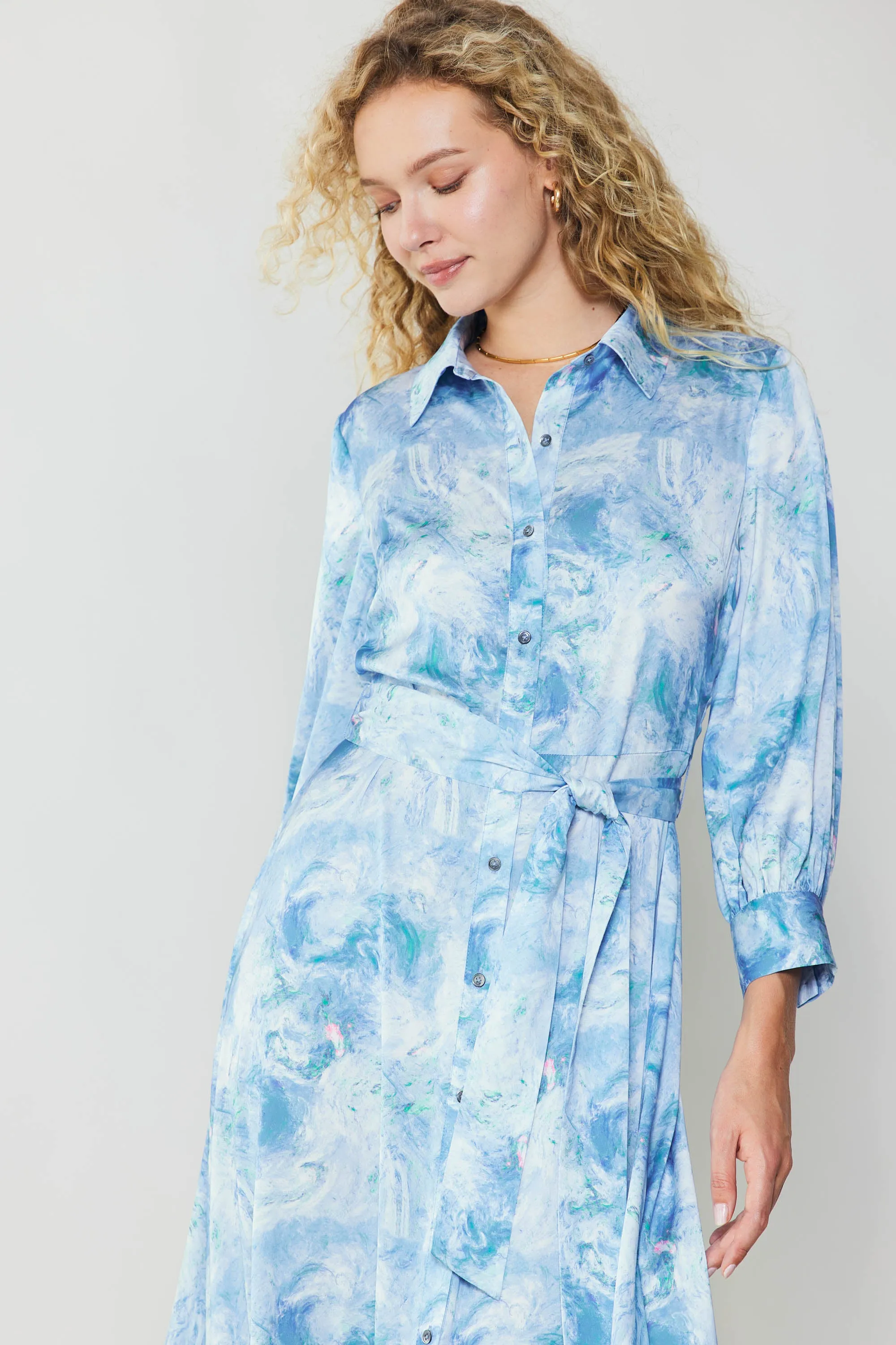 Marbled Motif Buttondown Dress sold by Current Air product image thumbnail 5