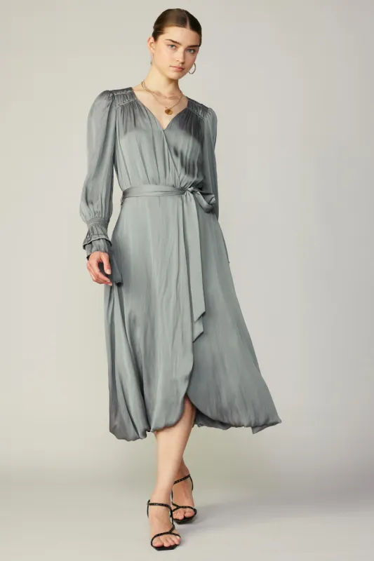 Tiered Sleeve Wrap Midi Dress sold by Current Air