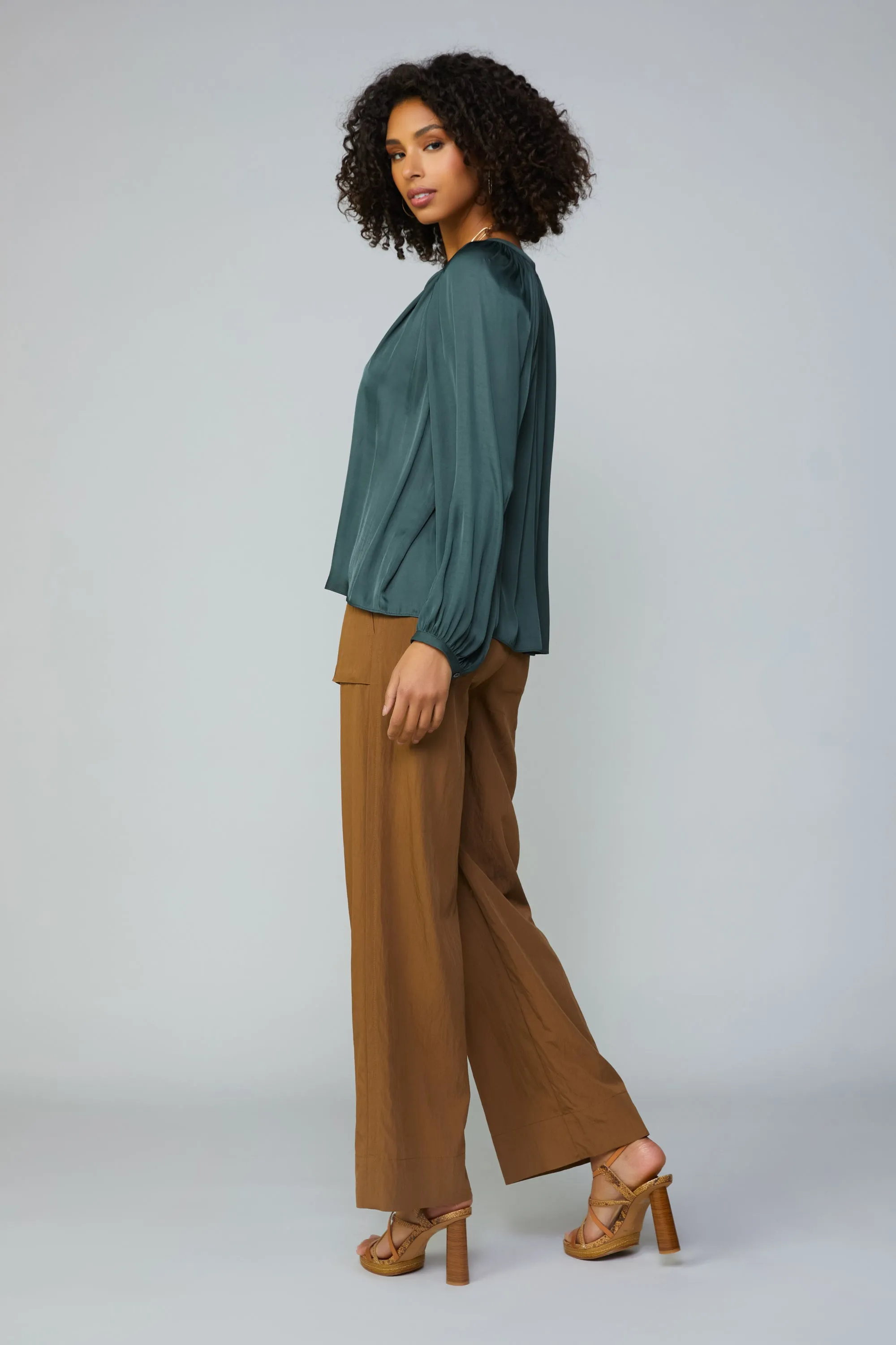 Gathered Split Neck Blouse sold by Current Air product image thumbnail 4