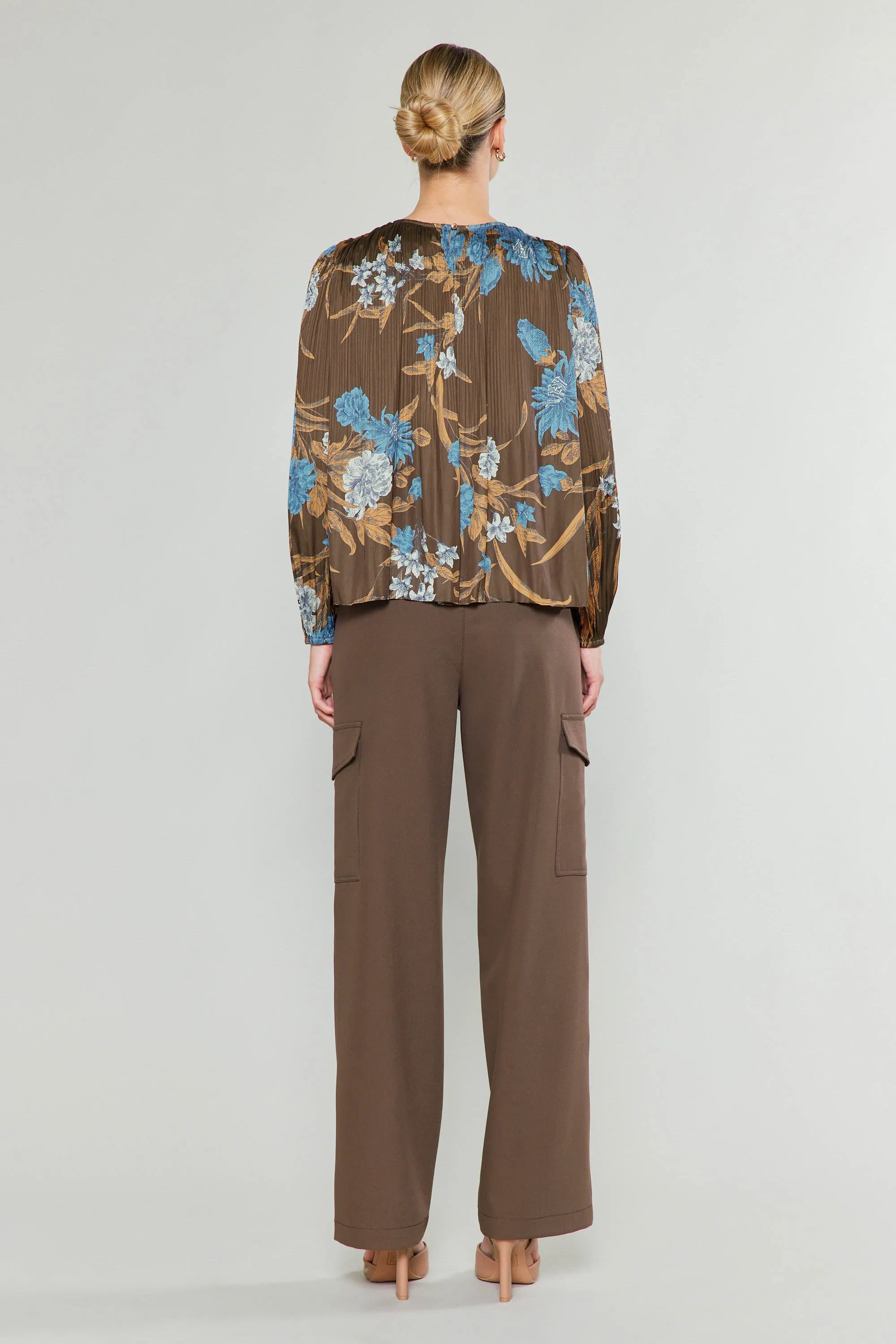 Pleated Botanical Print Blouse sold by Current Air product image thumbnail 4