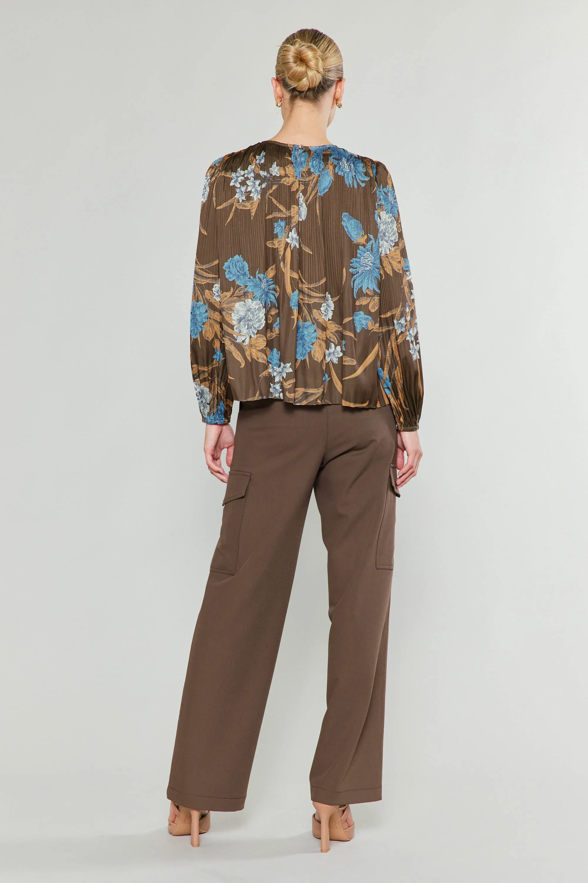 Pleated Botanical Print Blouse sold by Current Air product image thumbnail 5
