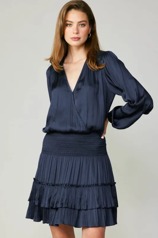 Pleated Surplice Mini Dress sold by Current Air