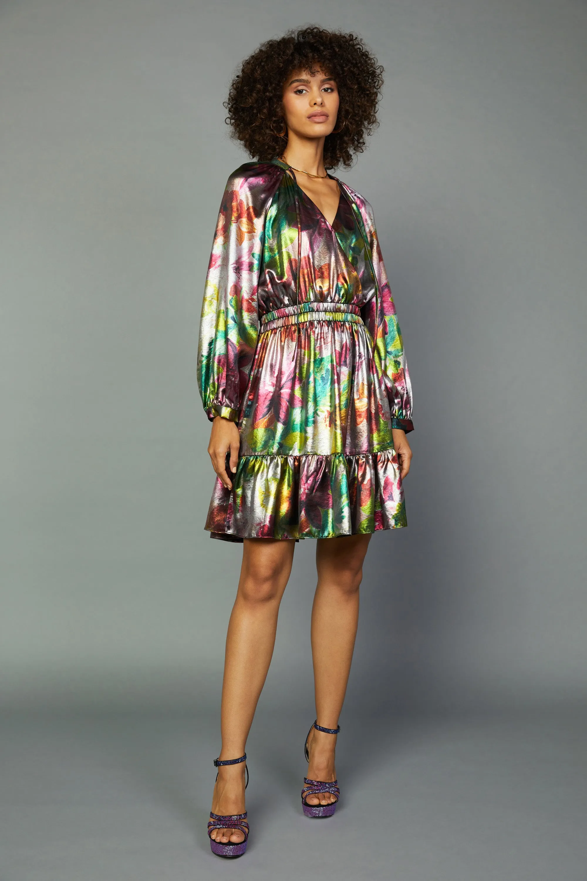 Metallic Floral Mini Dress sold by Current Air product image thumbnail 2