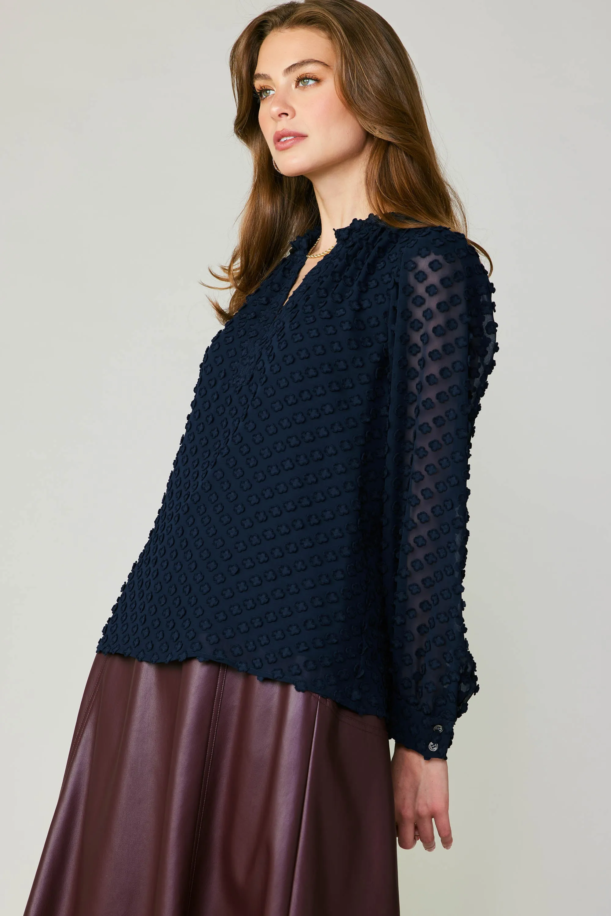 Textured Floral Jacquard Blouse sold by Current Air product image thumbnail 3