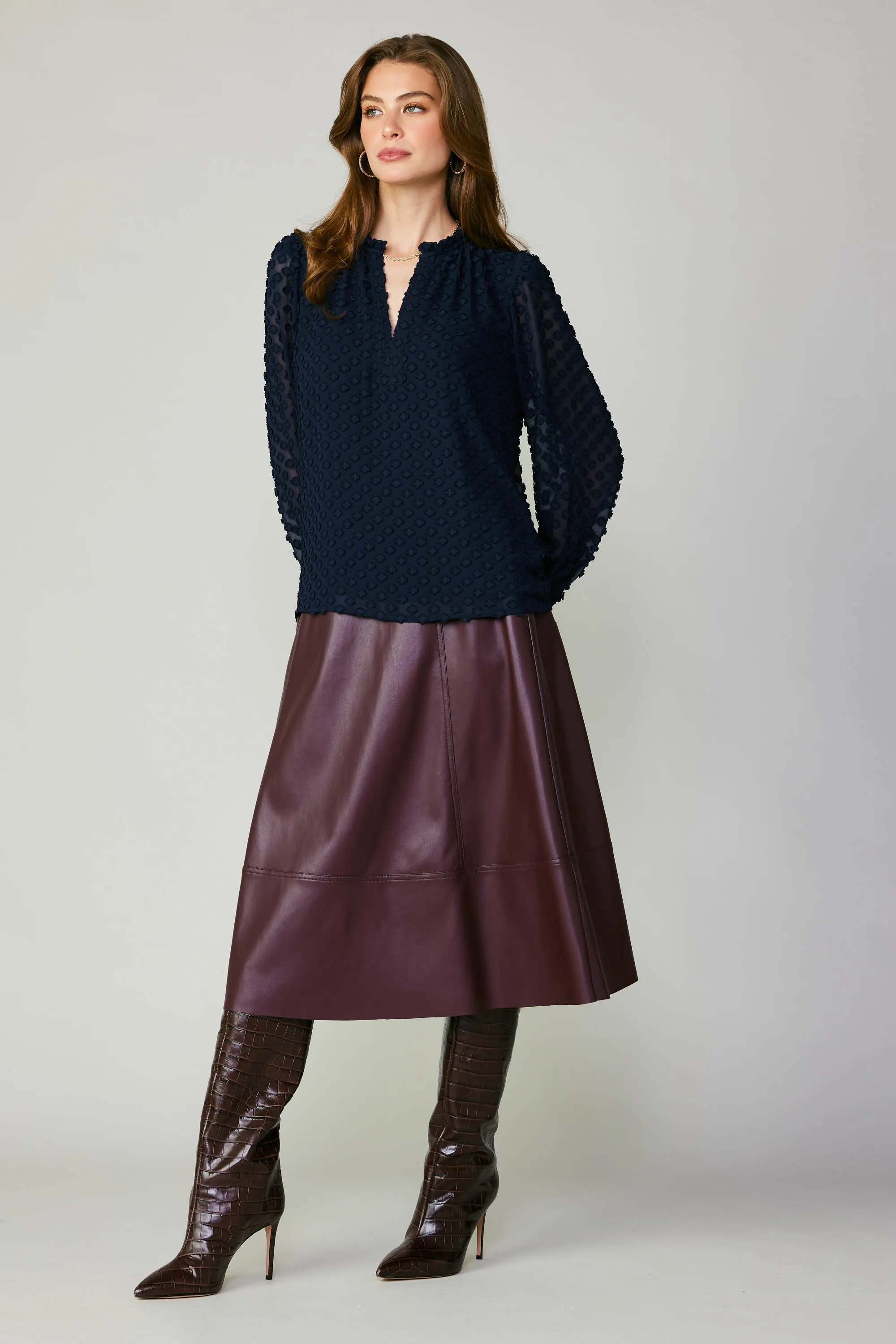 Textured Floral Jacquard Blouse sold by Current Air product image thumbnail 4