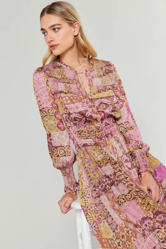 Aida Quilted Pattern Midi Dress sold by Current Air