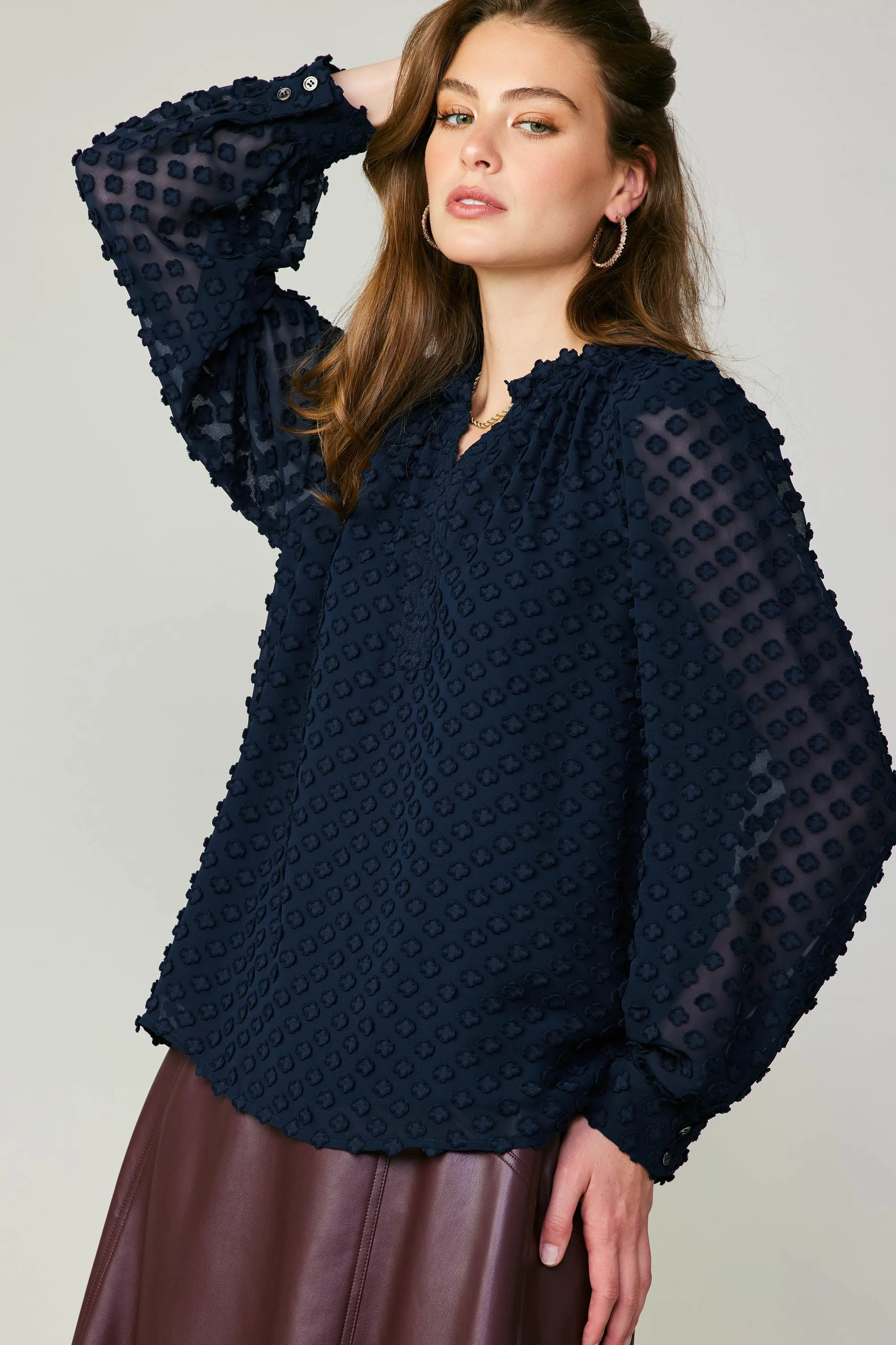 Textured Floral Jacquard Blouse sold by Current Air