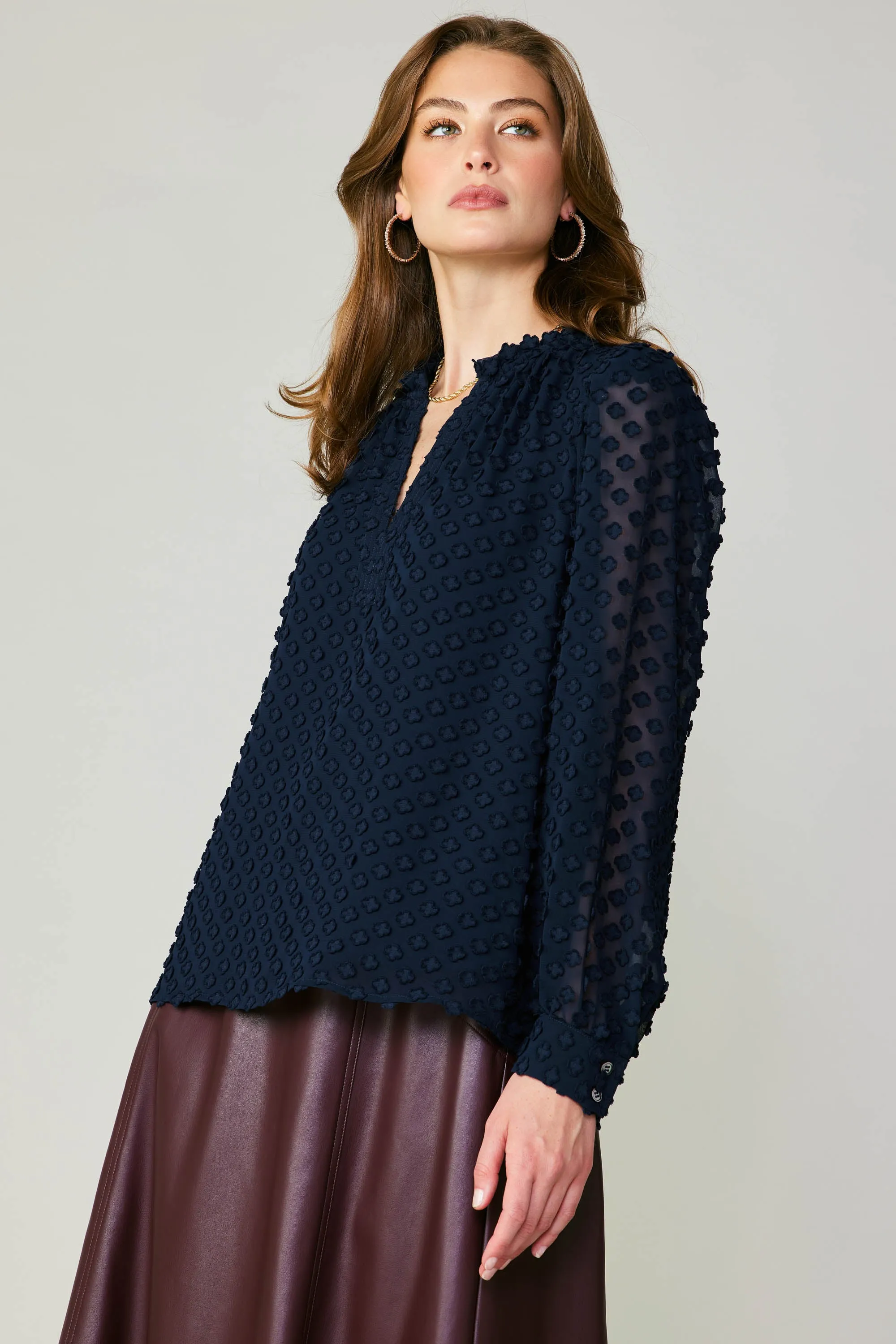 Textured Floral Jacquard Blouse sold by Current Air product image thumbnail 2