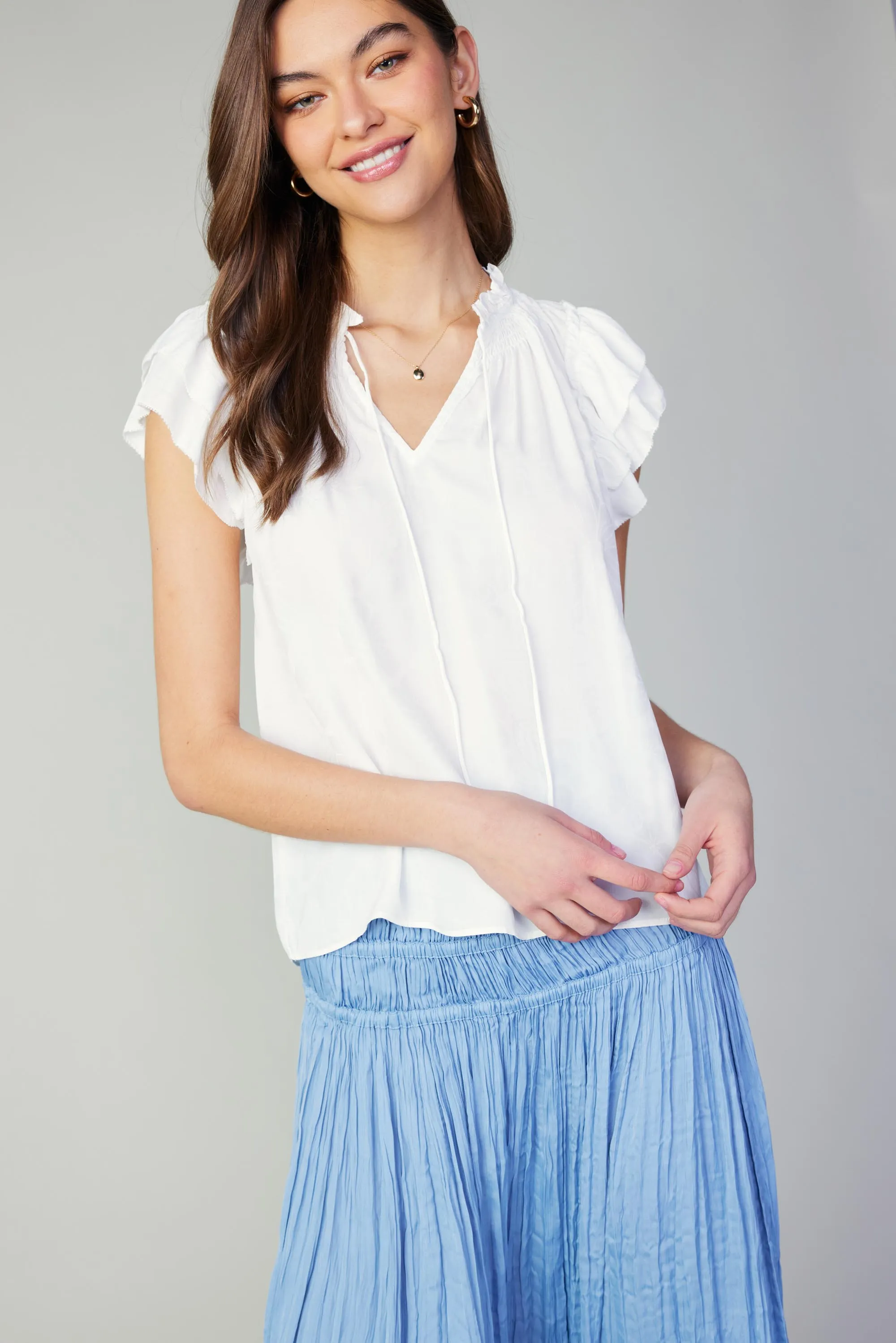 Sadie Tiered Sleeve Floral Blouse sold by Current Air