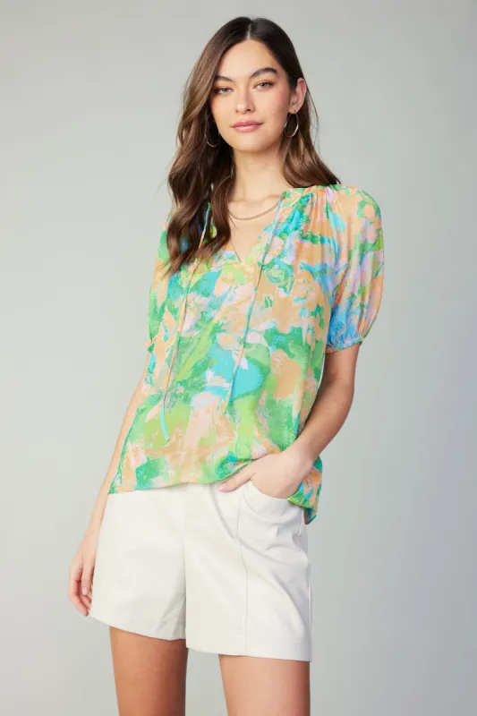 Abstract Split Neck Blouse sold by Current Air