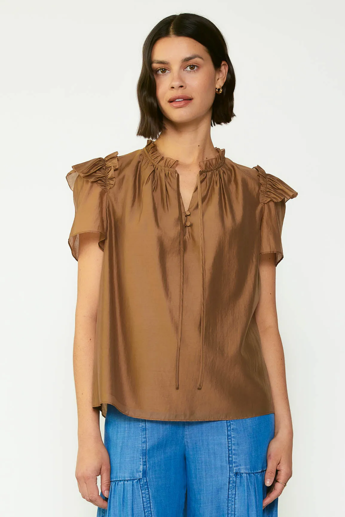 Ruffled Shoulder Blouse sold by Current Air