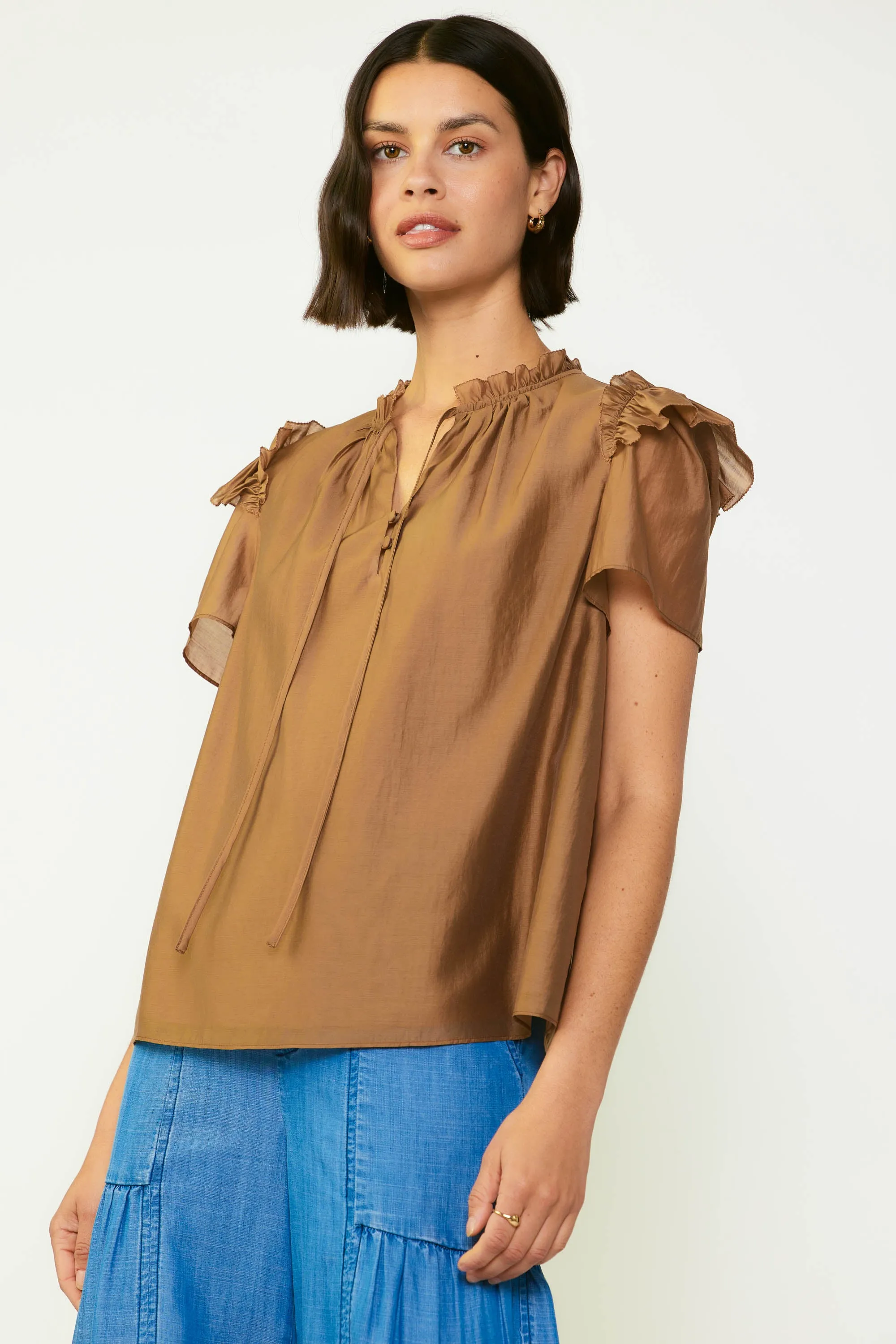 Ruffled Shoulder Blouse sold by Current Air product image thumbnail 3