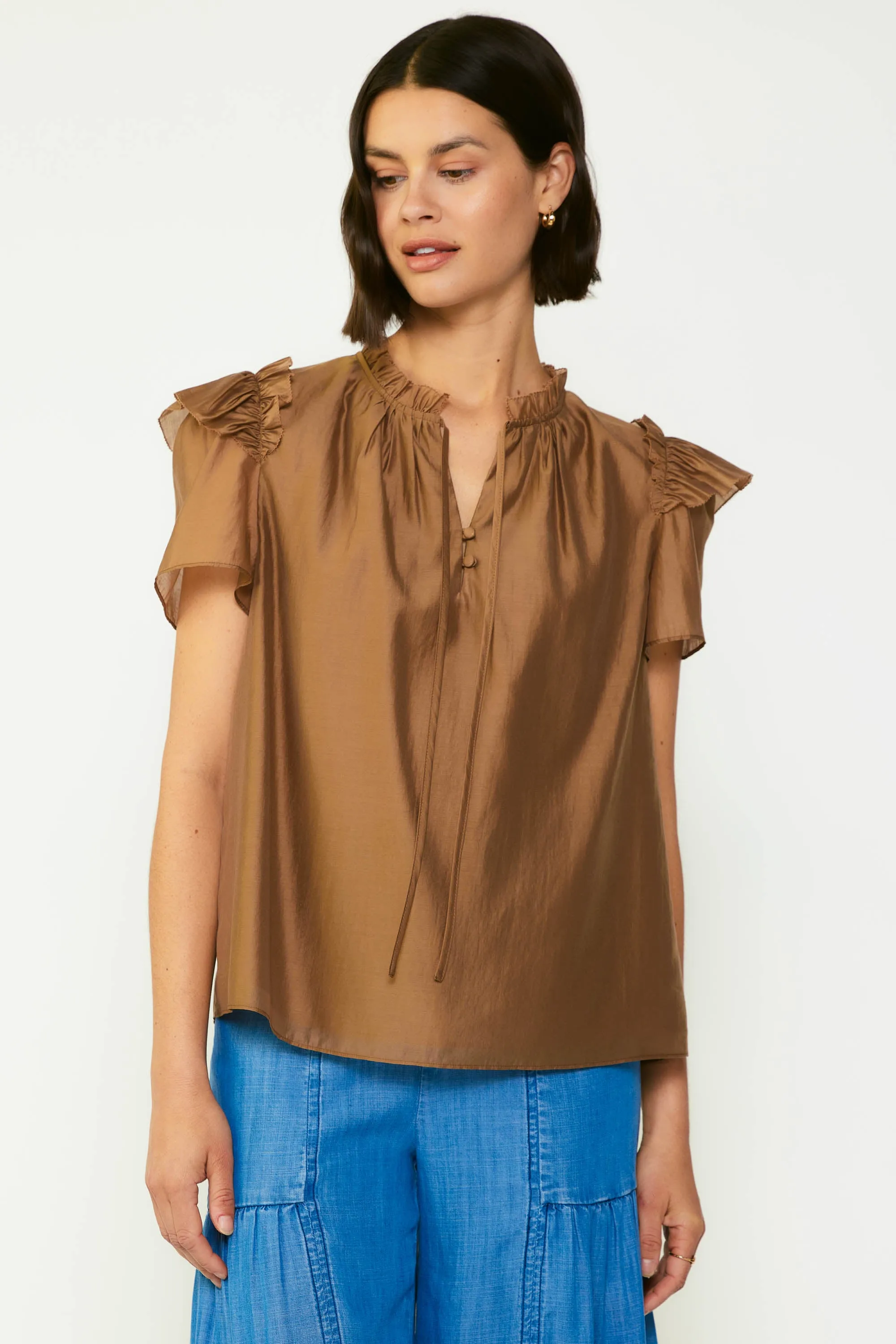 Ruffled Shoulder Blouse sold by Current Air product image thumbnail 2