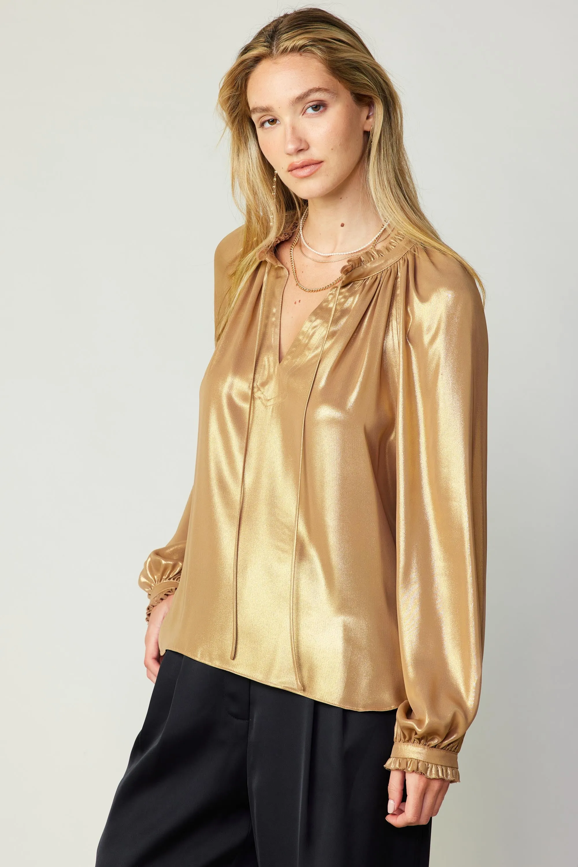Lustrous Cuffed Blouse sold by Current Air