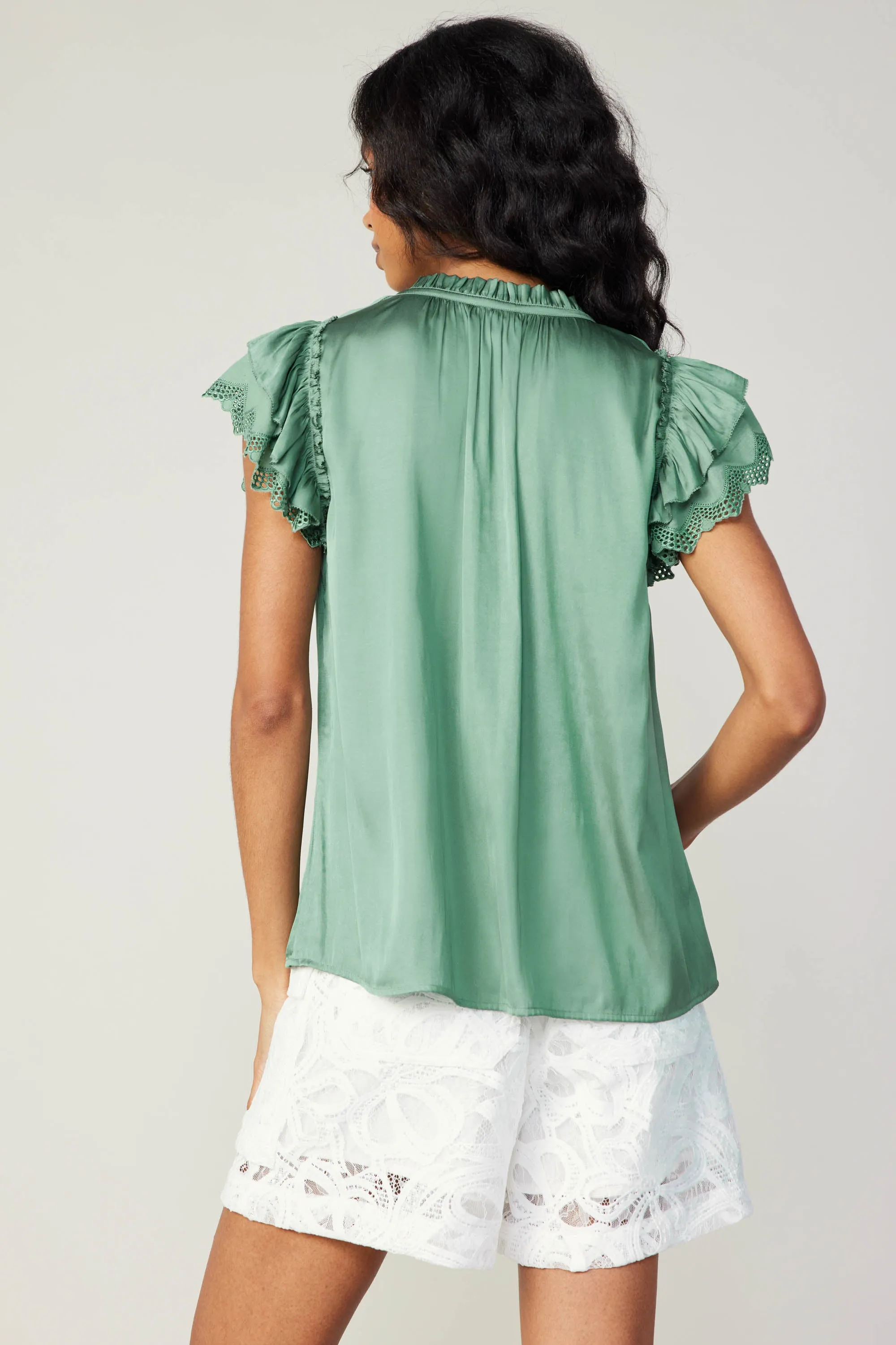 Lace Flutter Sleeve Blouse sold by Current Air product image thumbnail 4