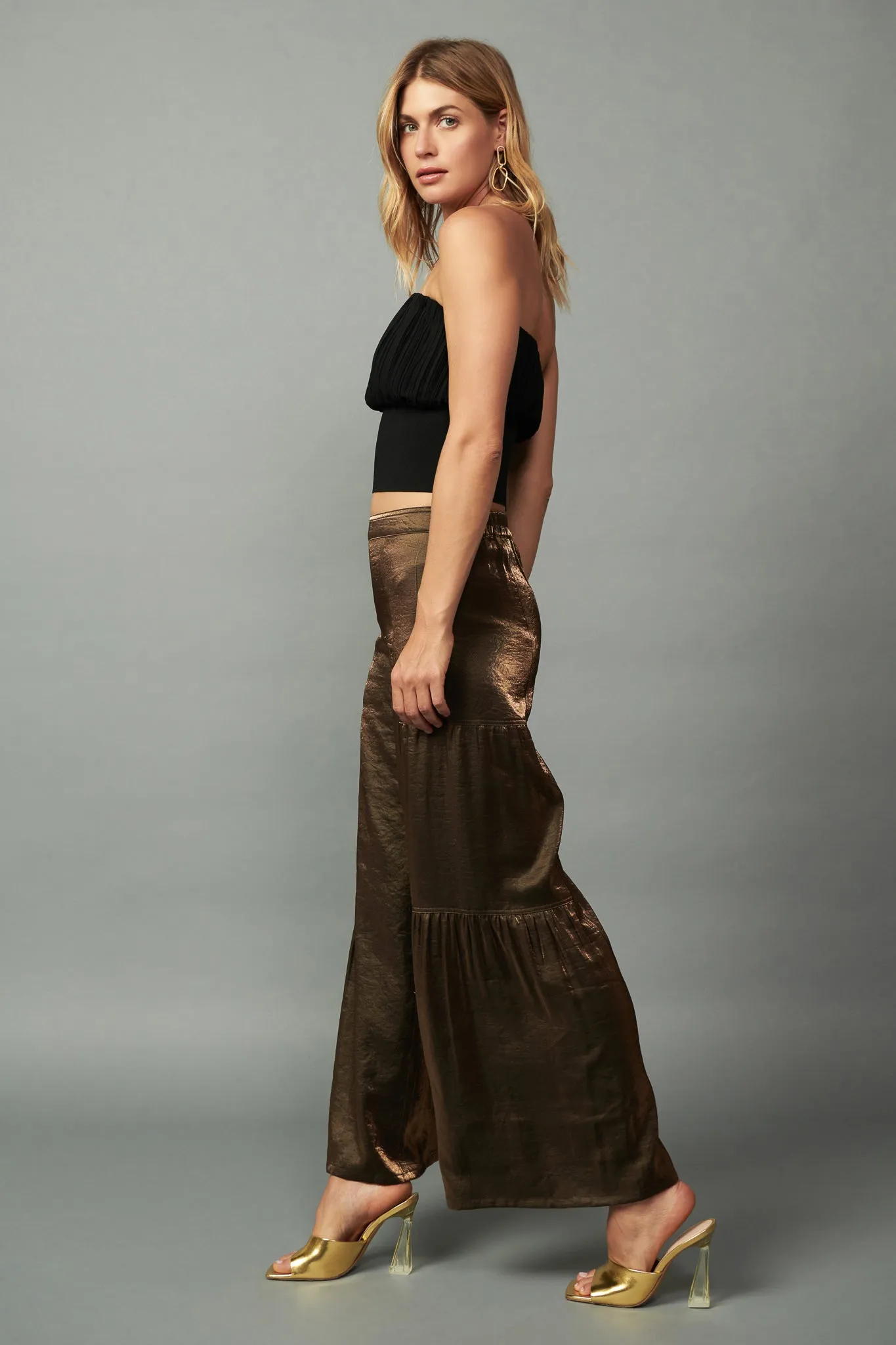 Satin Wide Leg Pants sold by Current Air product image thumbnail 4