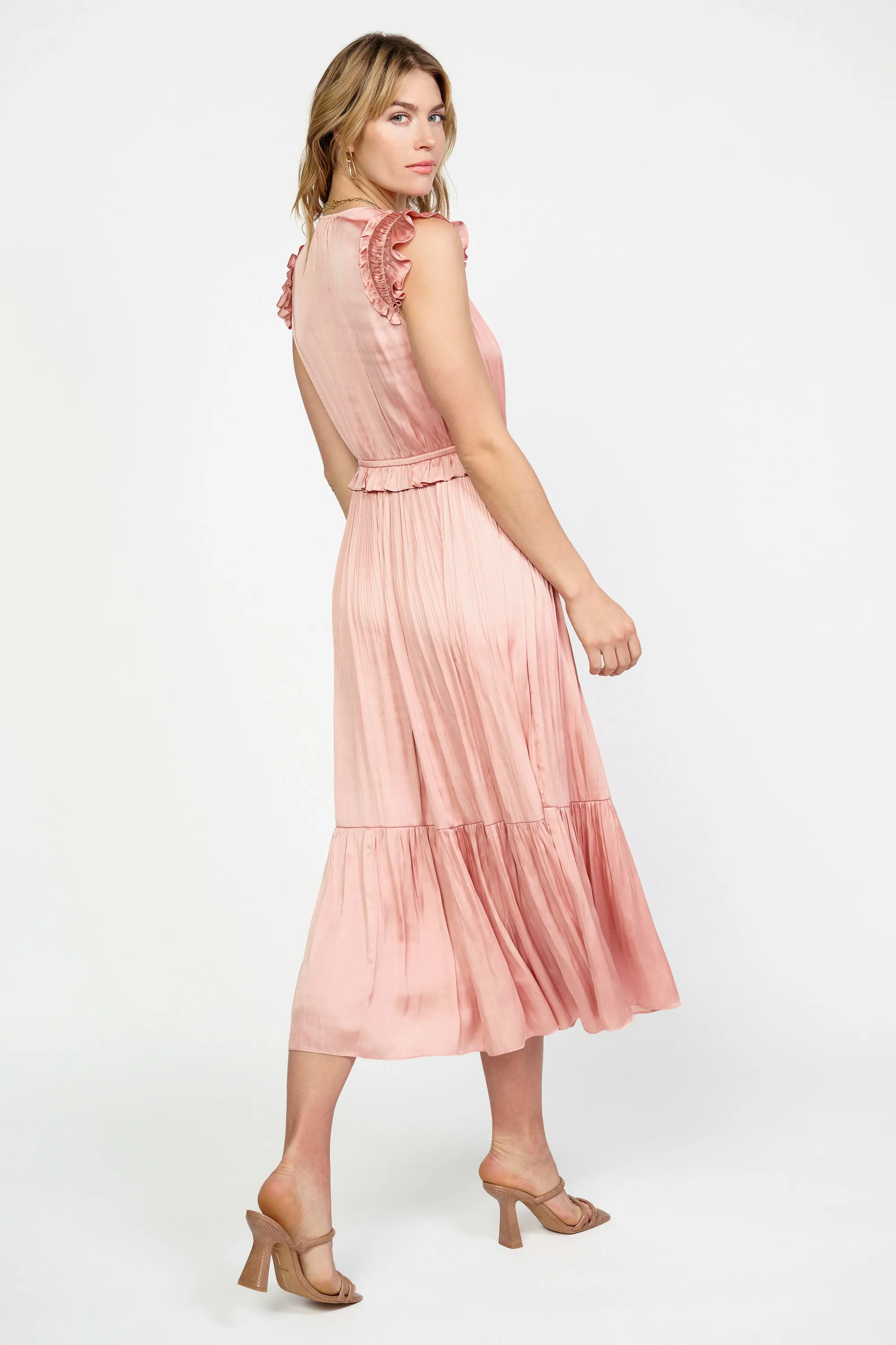 Ruffled Flutter Sleeve Midi Dress sold by Current Air product image thumbnail 5