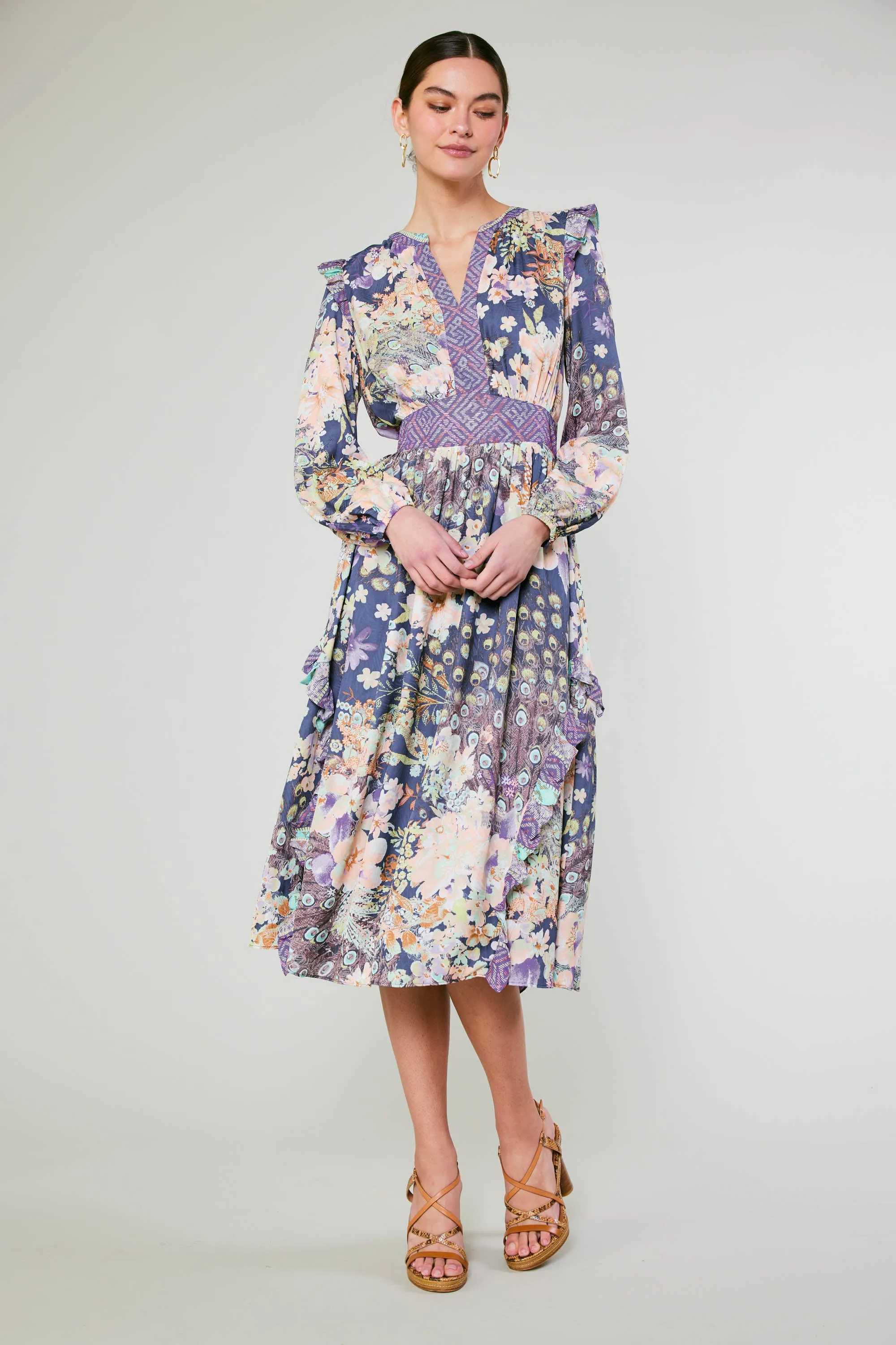 Emmaline Peacock Floral Dress sold by Current Air product image thumbnail 3