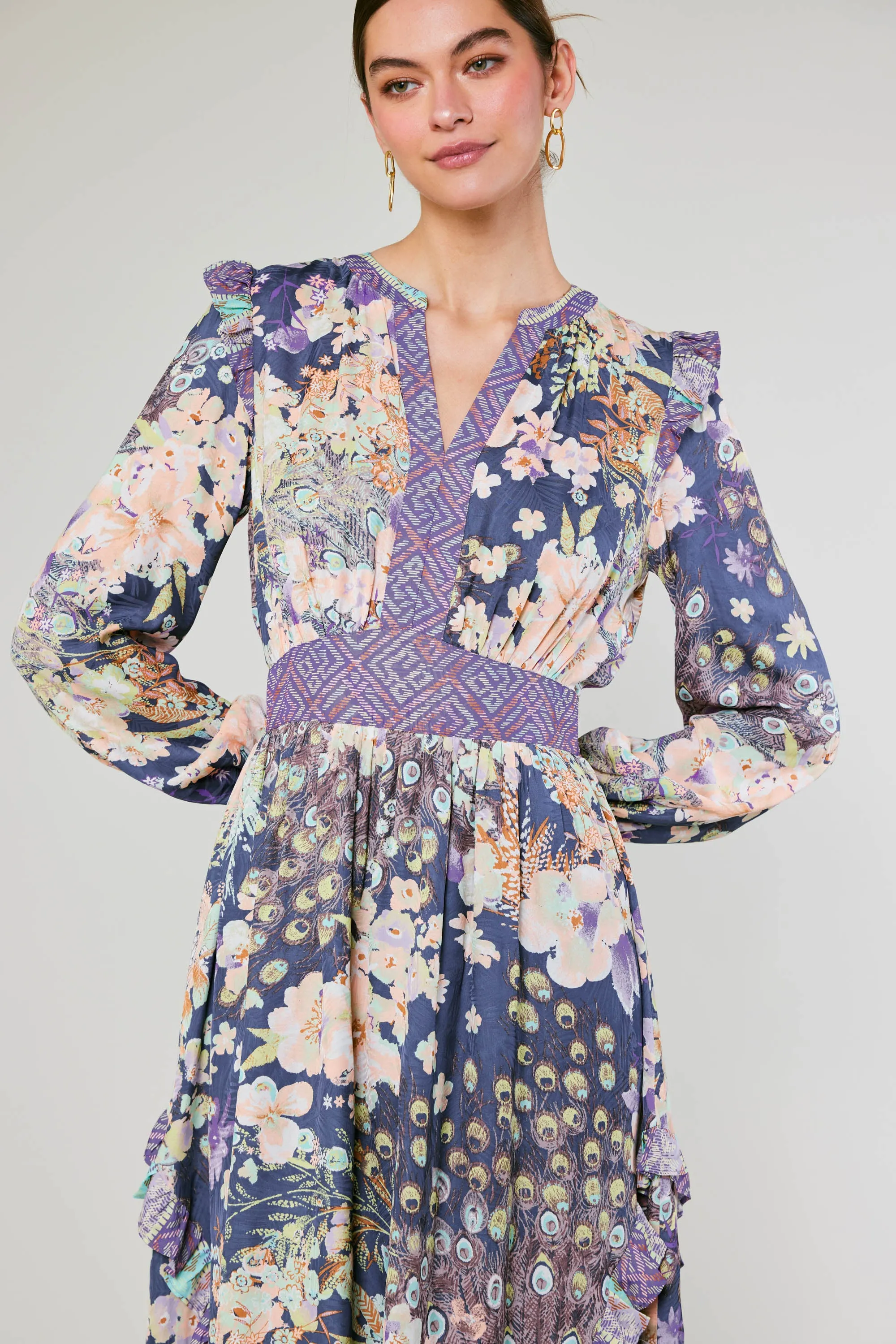 Emmaline Peacock Floral Dress sold by Current Air product image thumbnail 4