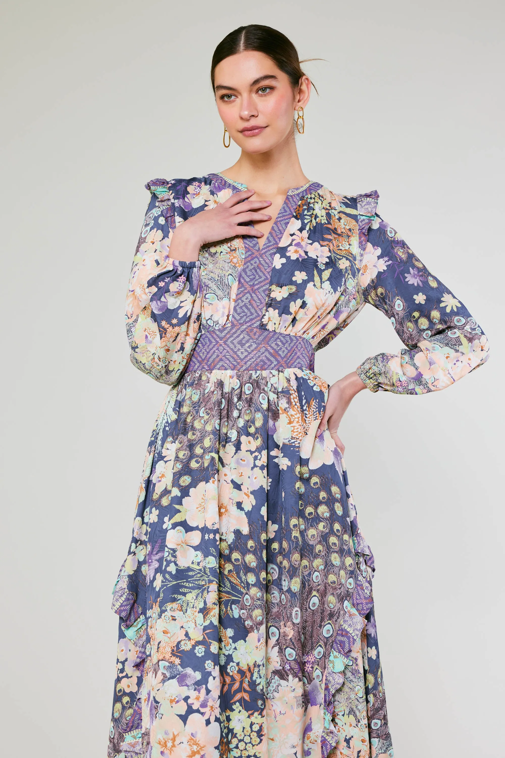 Emmaline Peacock Floral Dress sold by Current Air product image thumbnail 5