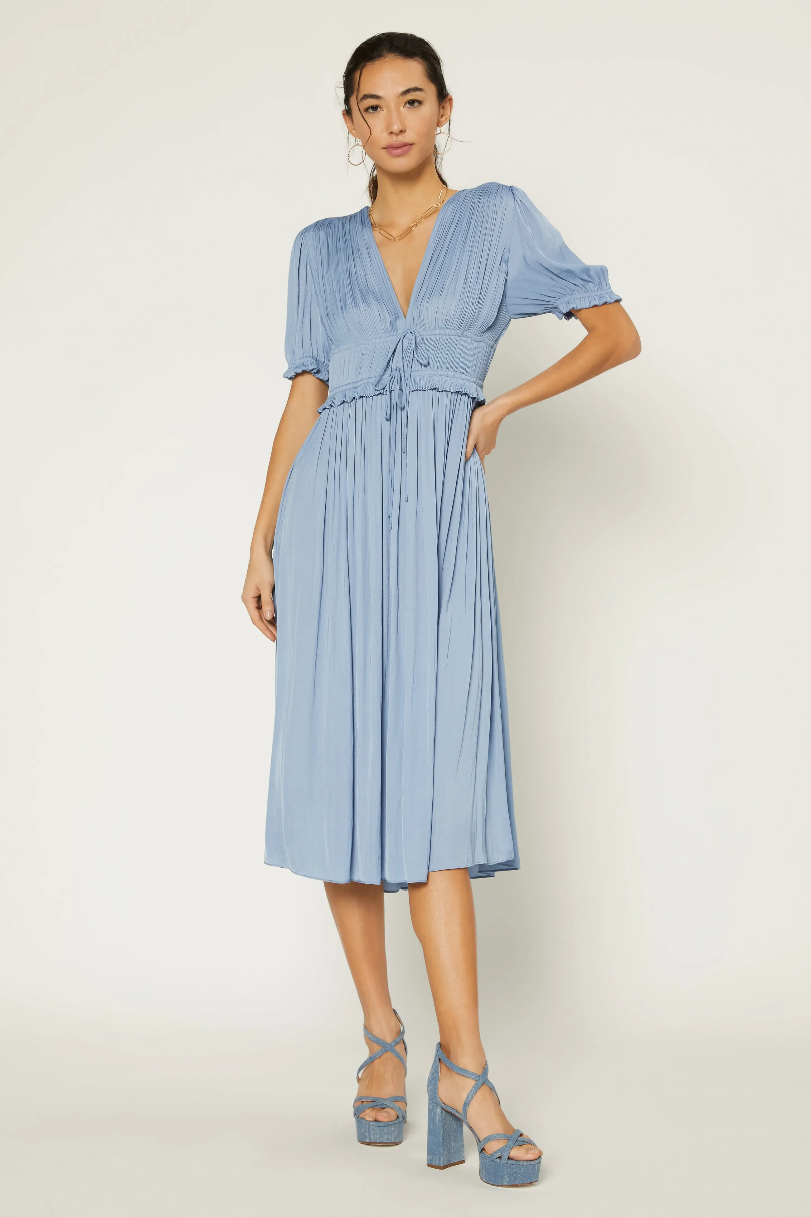 Amelia Pleated Maxi Dress sold by Current Air