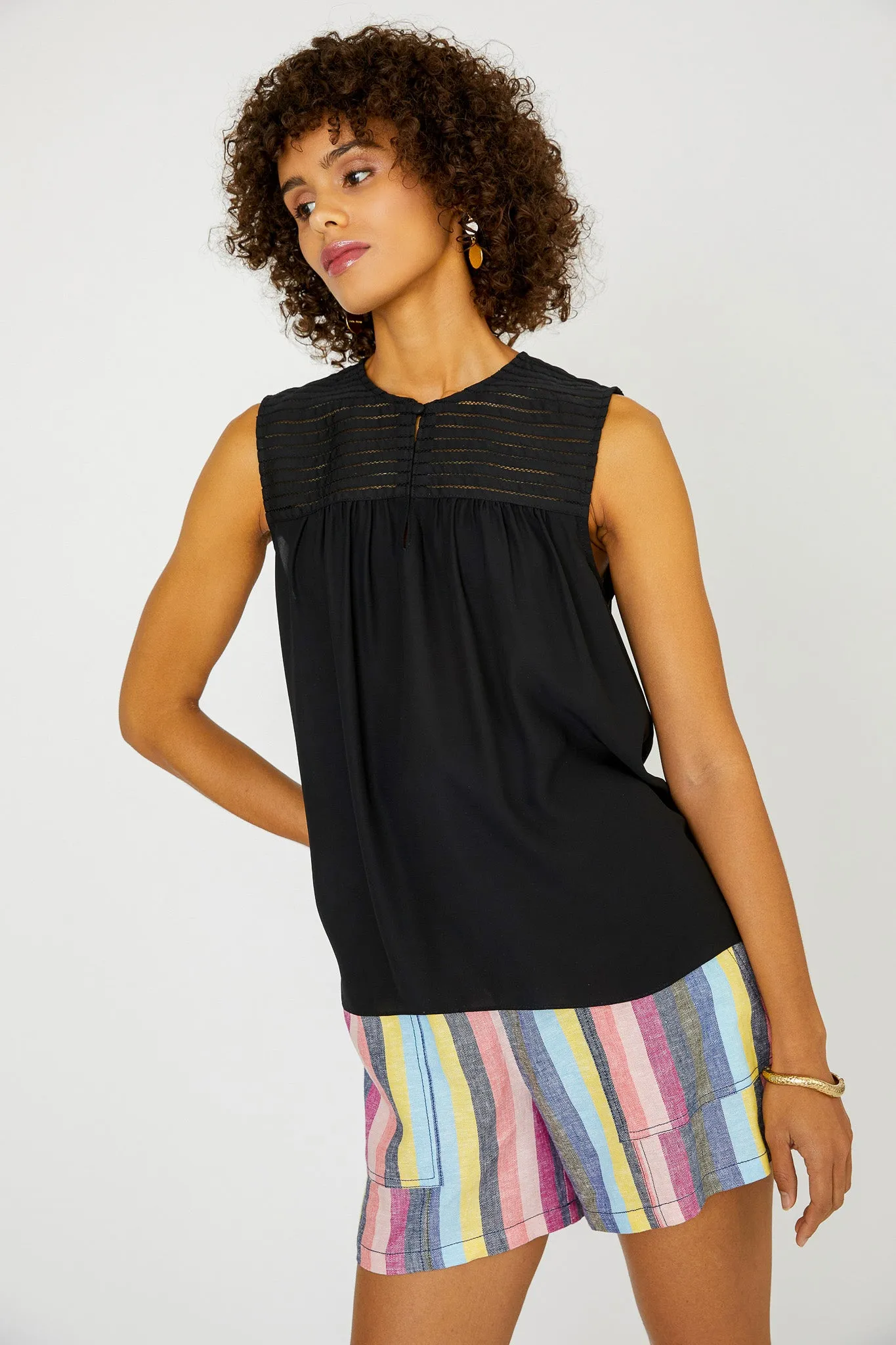 Yoke Detail Tank Top sold by Current Air
