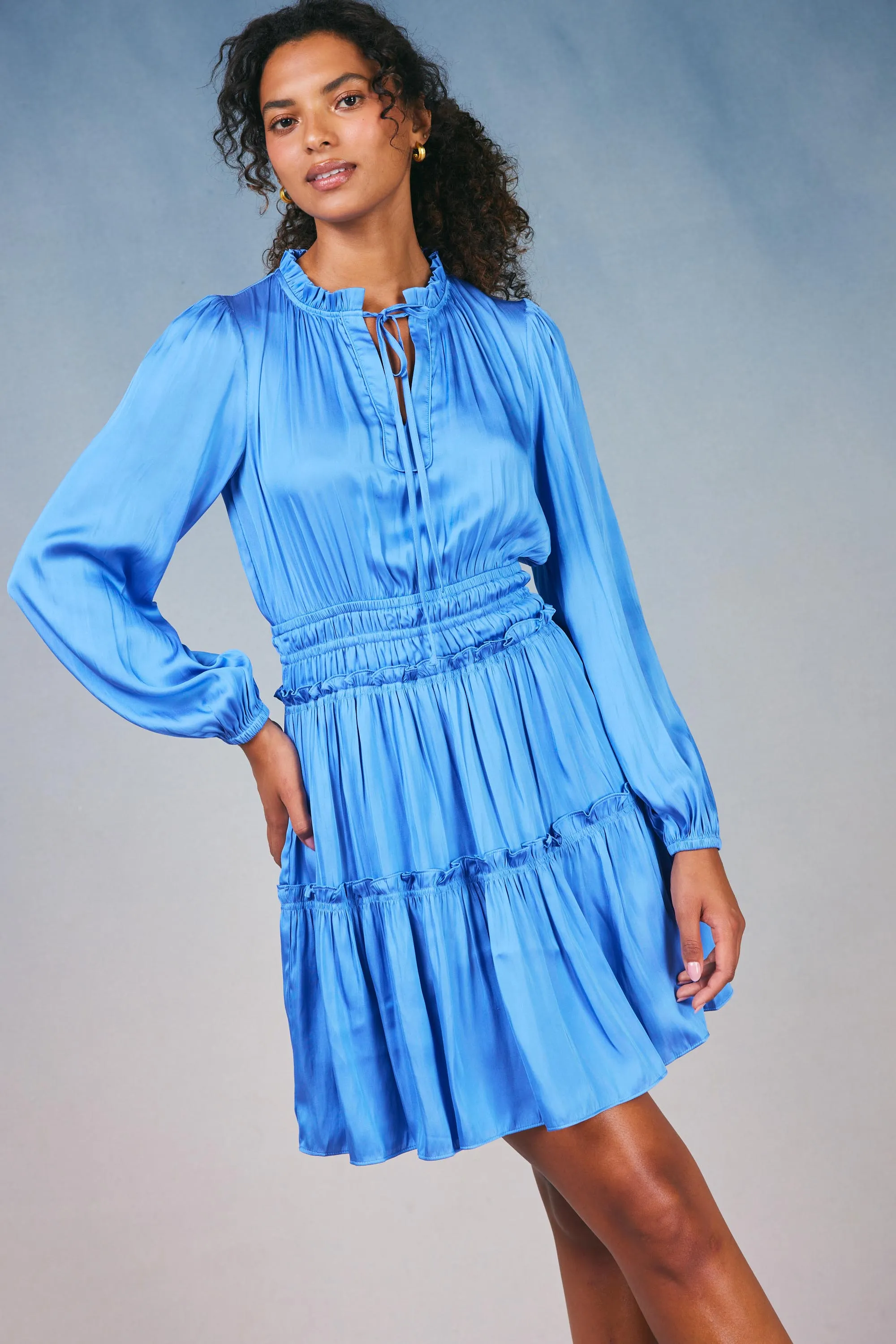 Ruffled Neck Mini Dress sold by Current Air