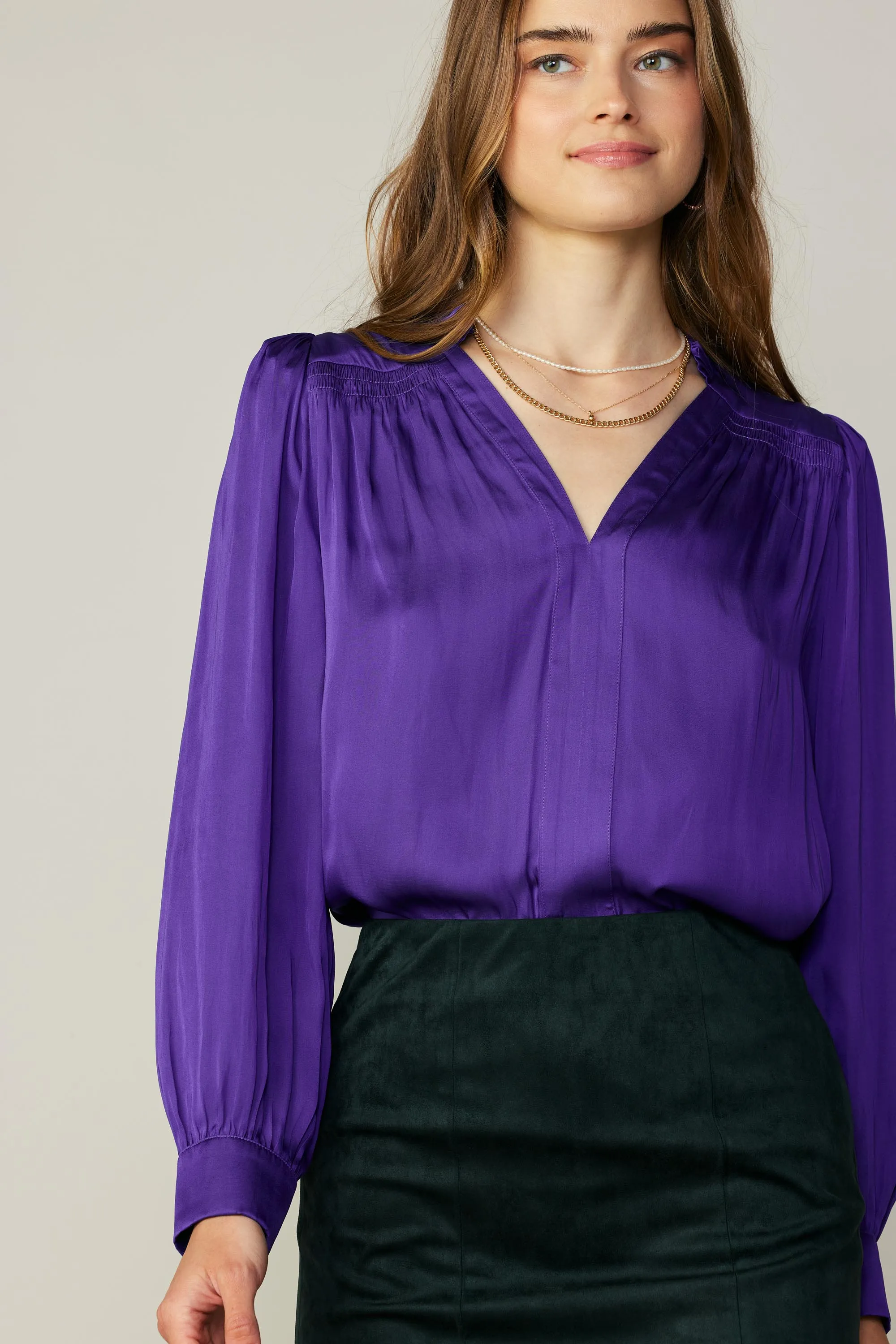 Smocked Shoulder Cuffed Blouse sold by Current Air product image thumbnail 4
