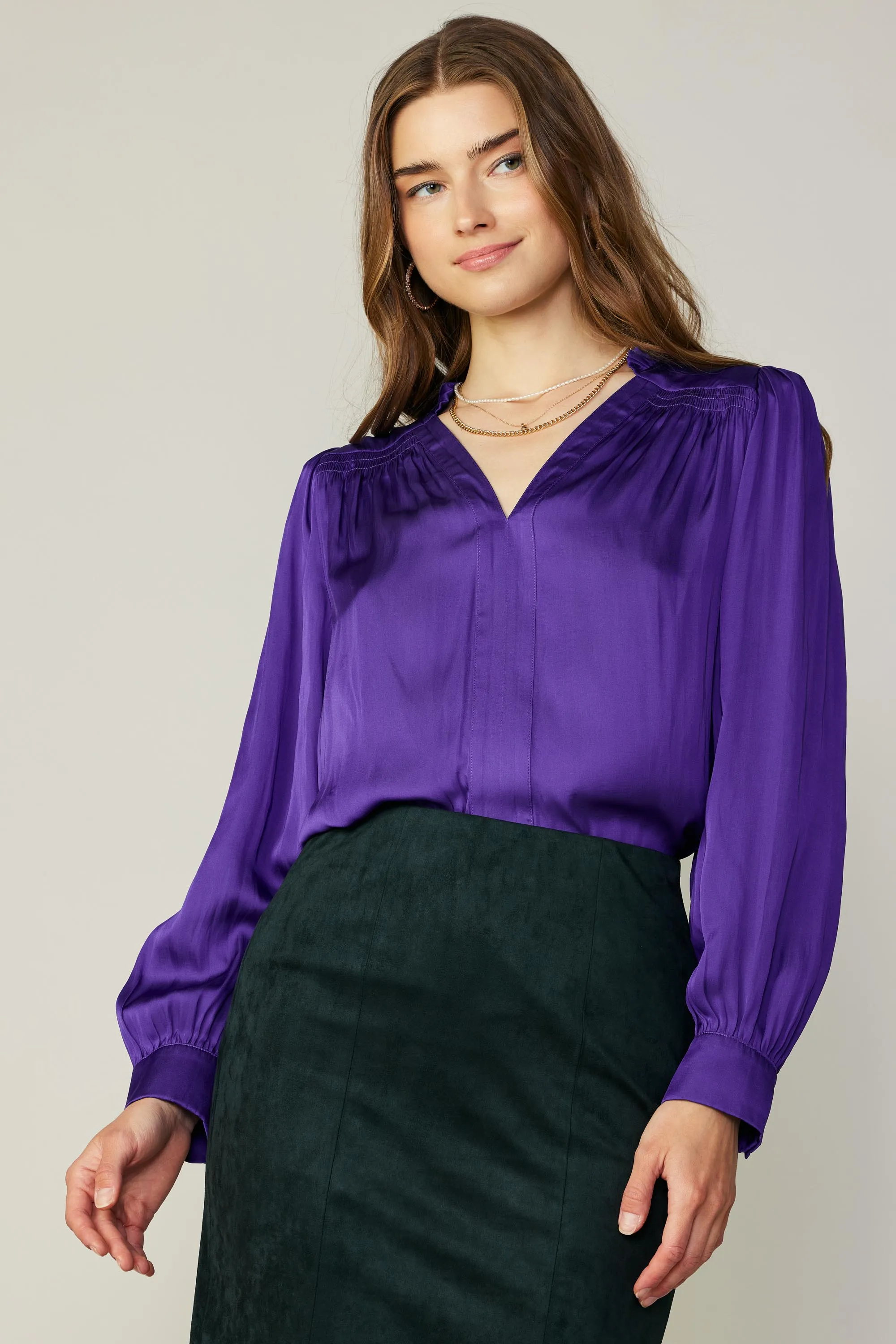 Smocked Shoulder Cuffed Blouse sold by Current Air product image thumbnail 3