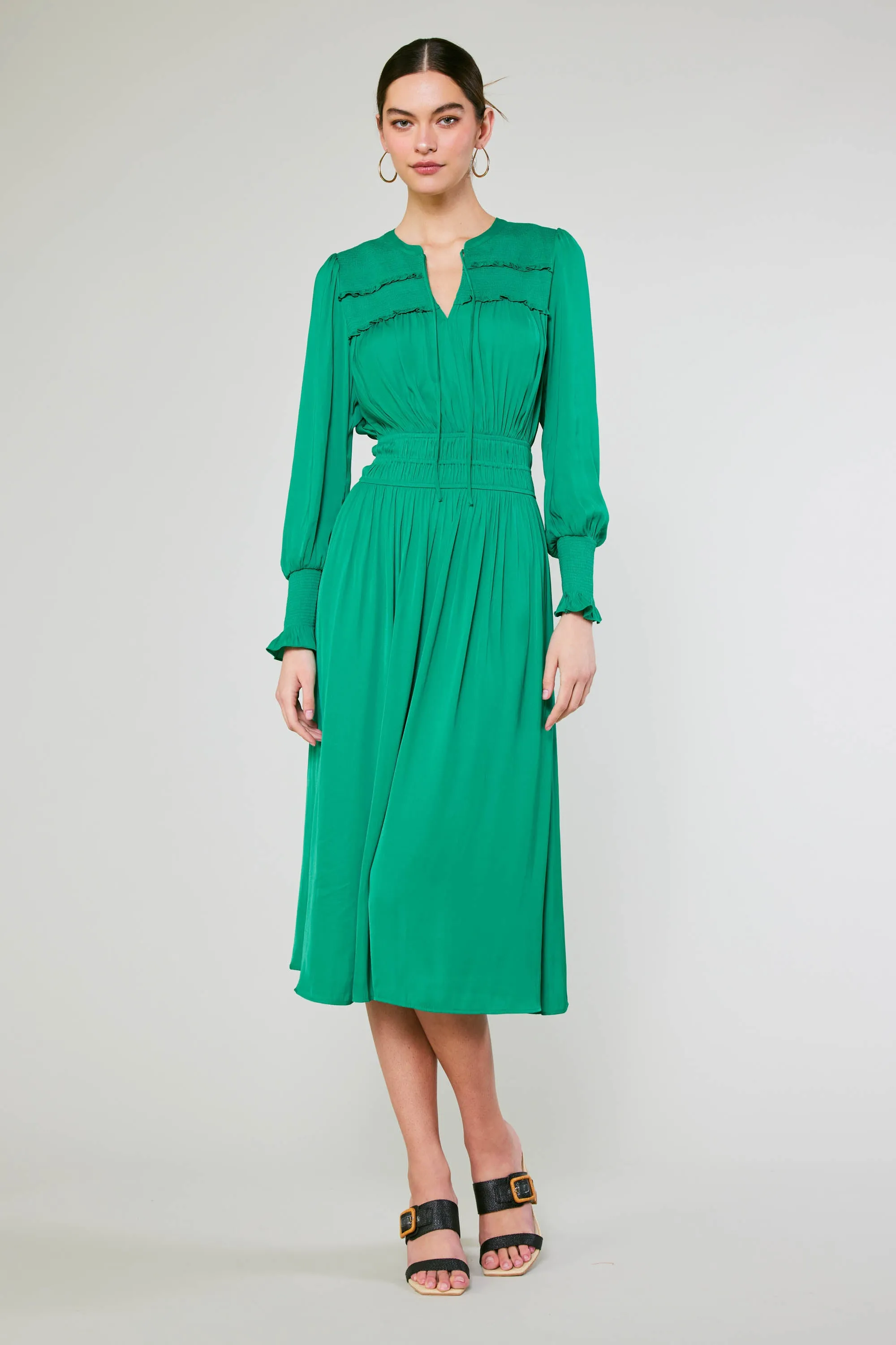 Aida Smocked Midi Dress sold by Current Air