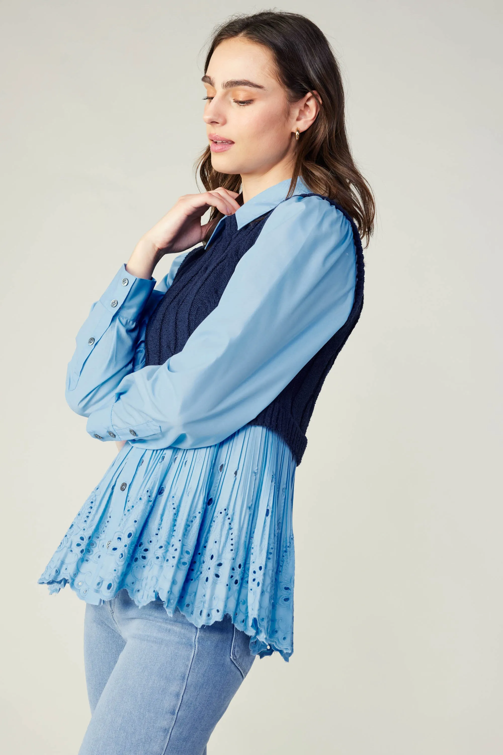 Contrast Knit Eyelet Top sold by Current Air product image thumbnail 5