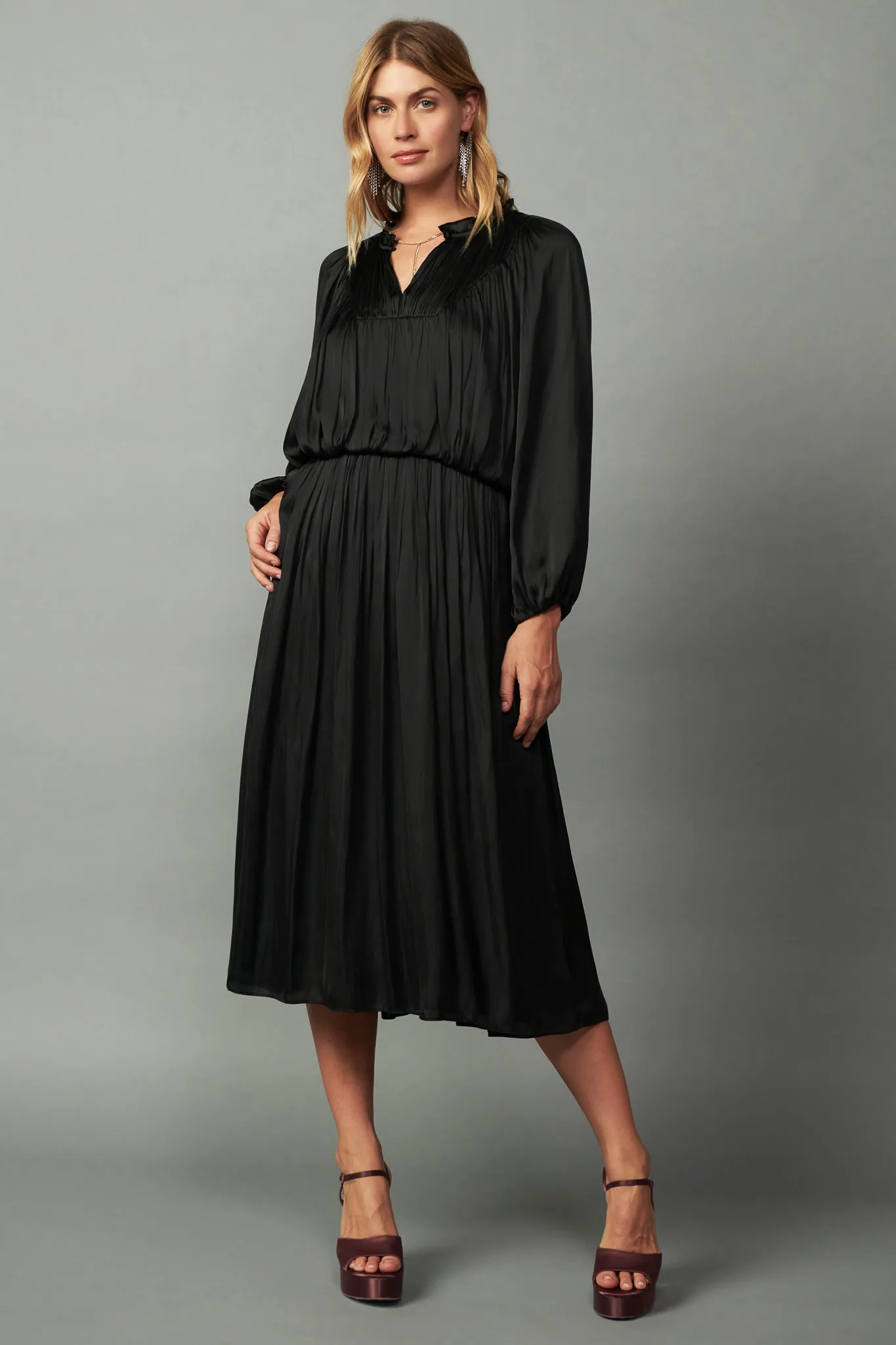 Shirred Yoke Maxi Dress sold by Current Air