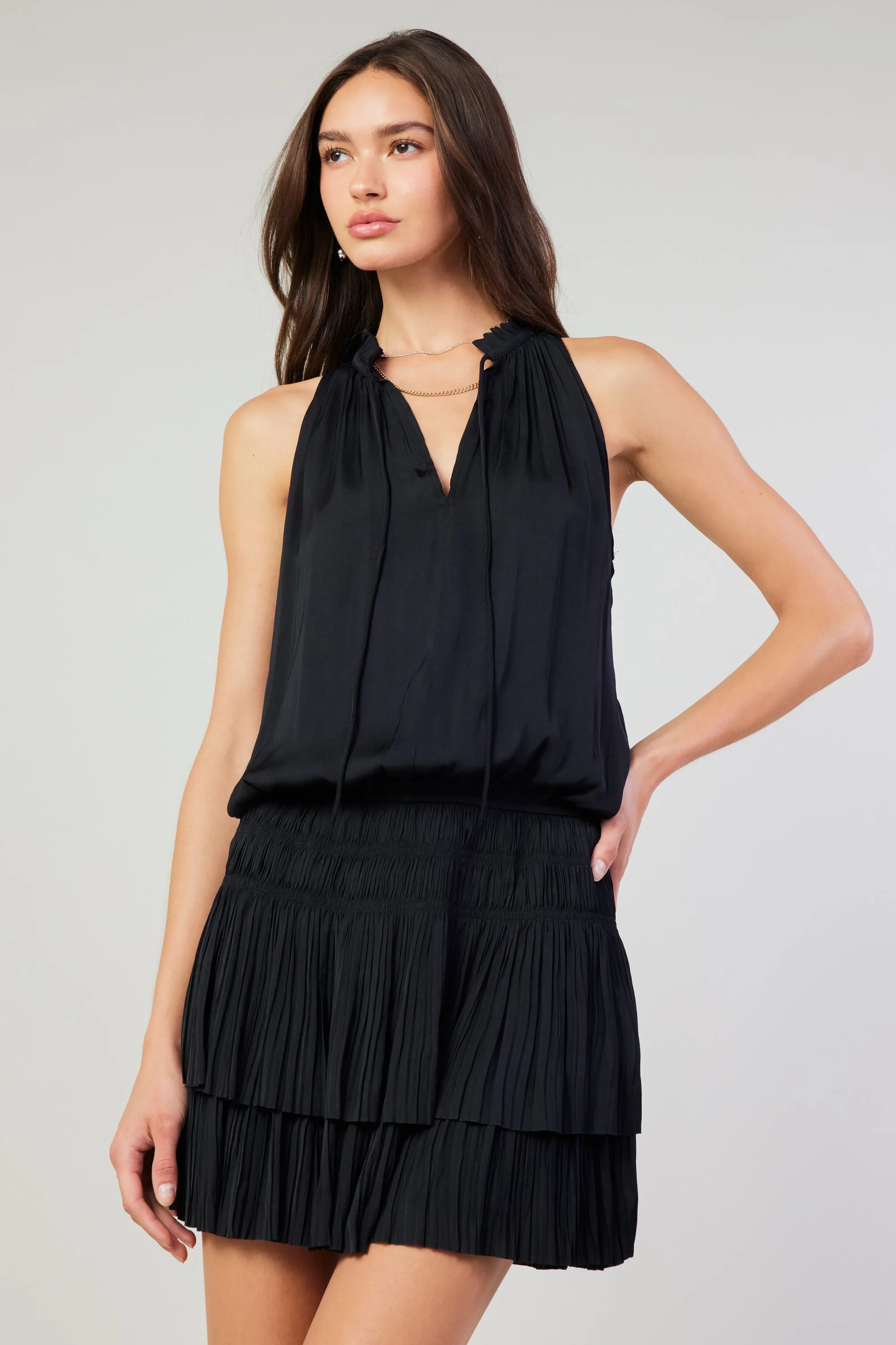 Cara Sleeveless Pleated Mini Dress sold by Current Air product image thumbnail 3