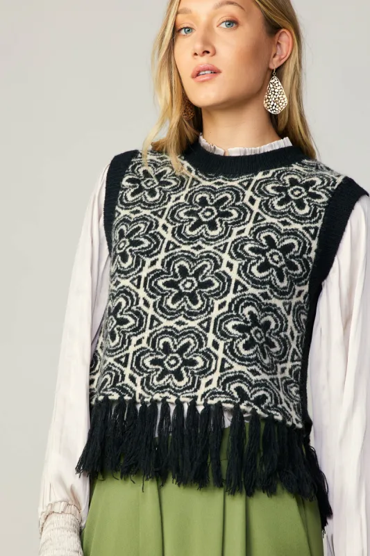 Floral Tassel Sweater Vest sold by Current Air