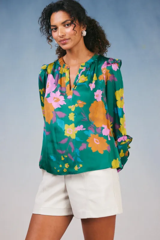 Floral Ruffle Trim Blouse sold by Current Air