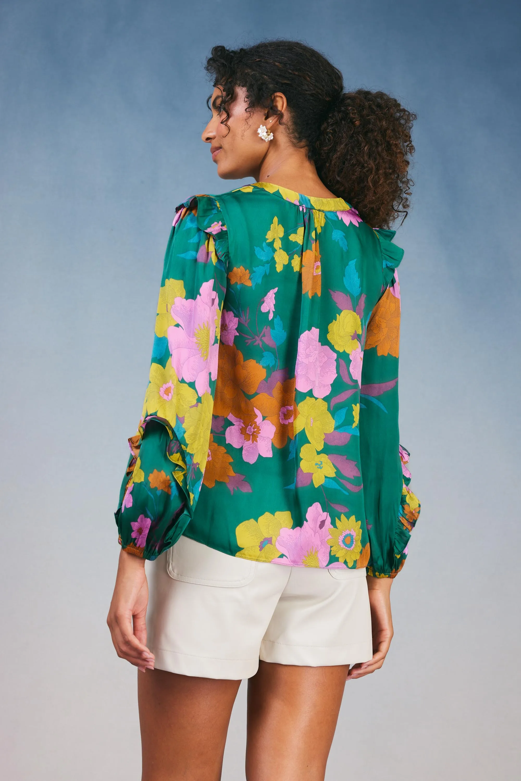 Floral Ruffle Trim Blouse sold by Current Air product image thumbnail 4
