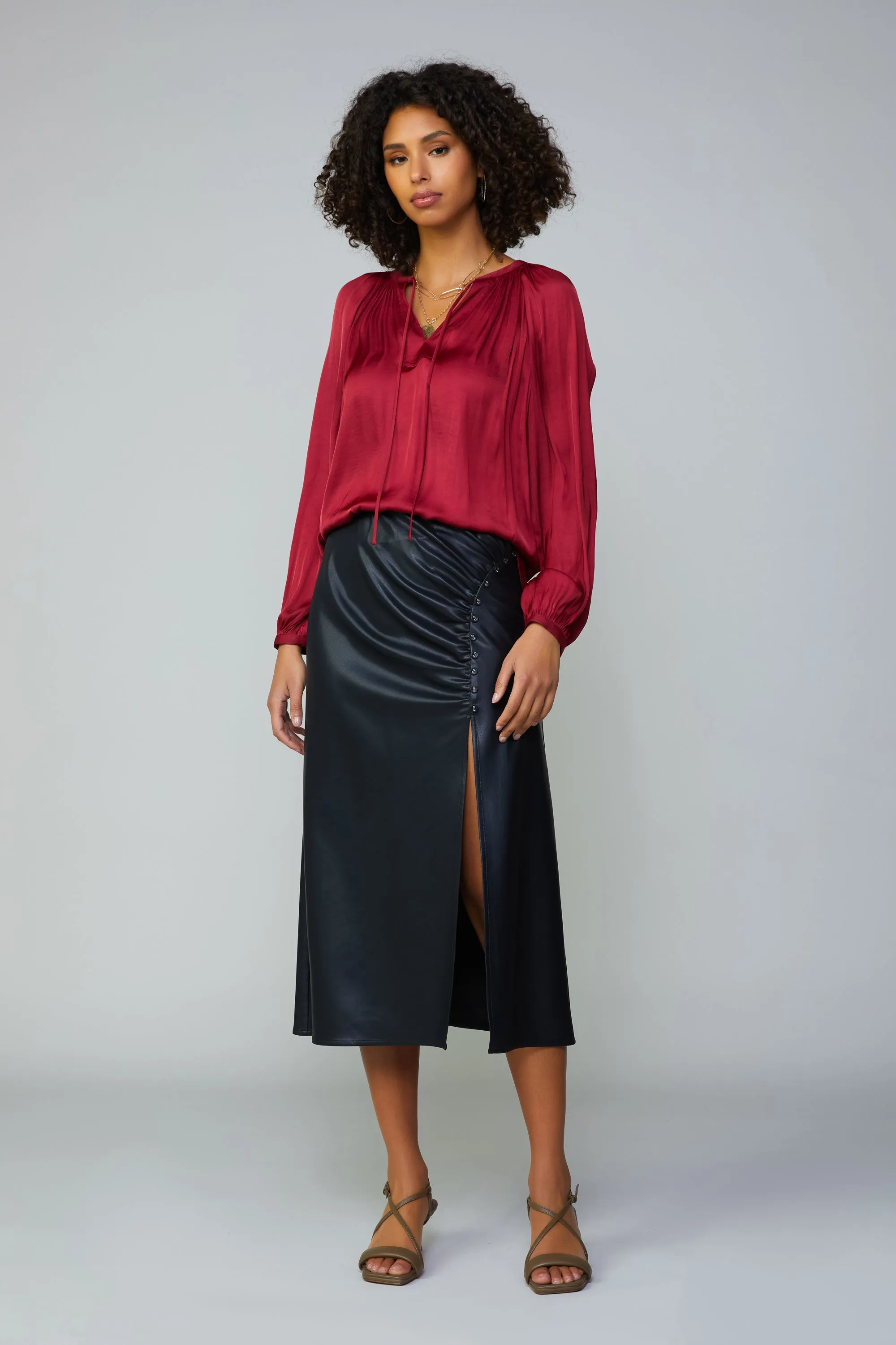Gathered Splitneck Blouse sold by Current Air product image thumbnail 3