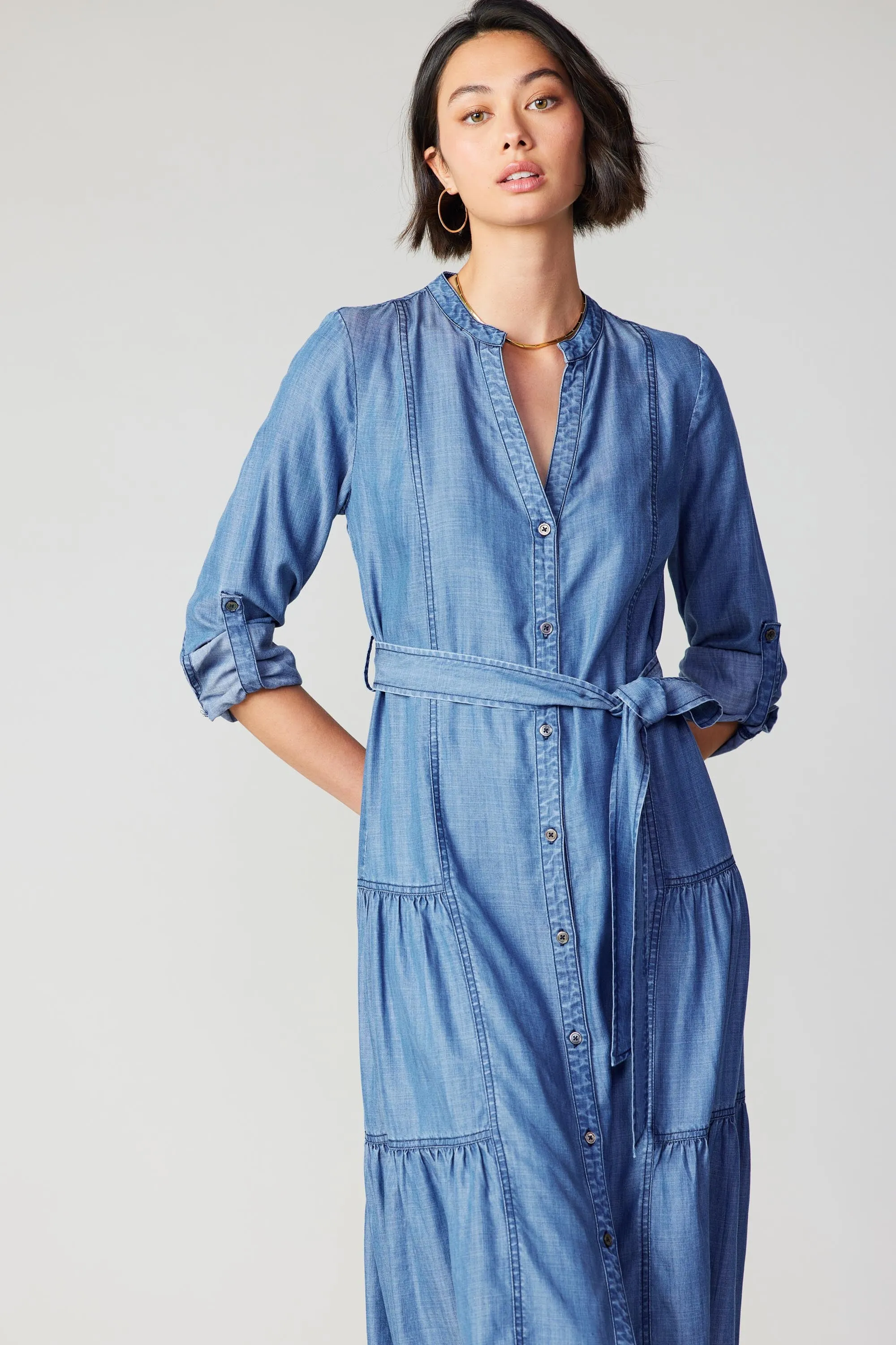 Chambray Buttondown Dress sold by Current Air product image thumbnail 2