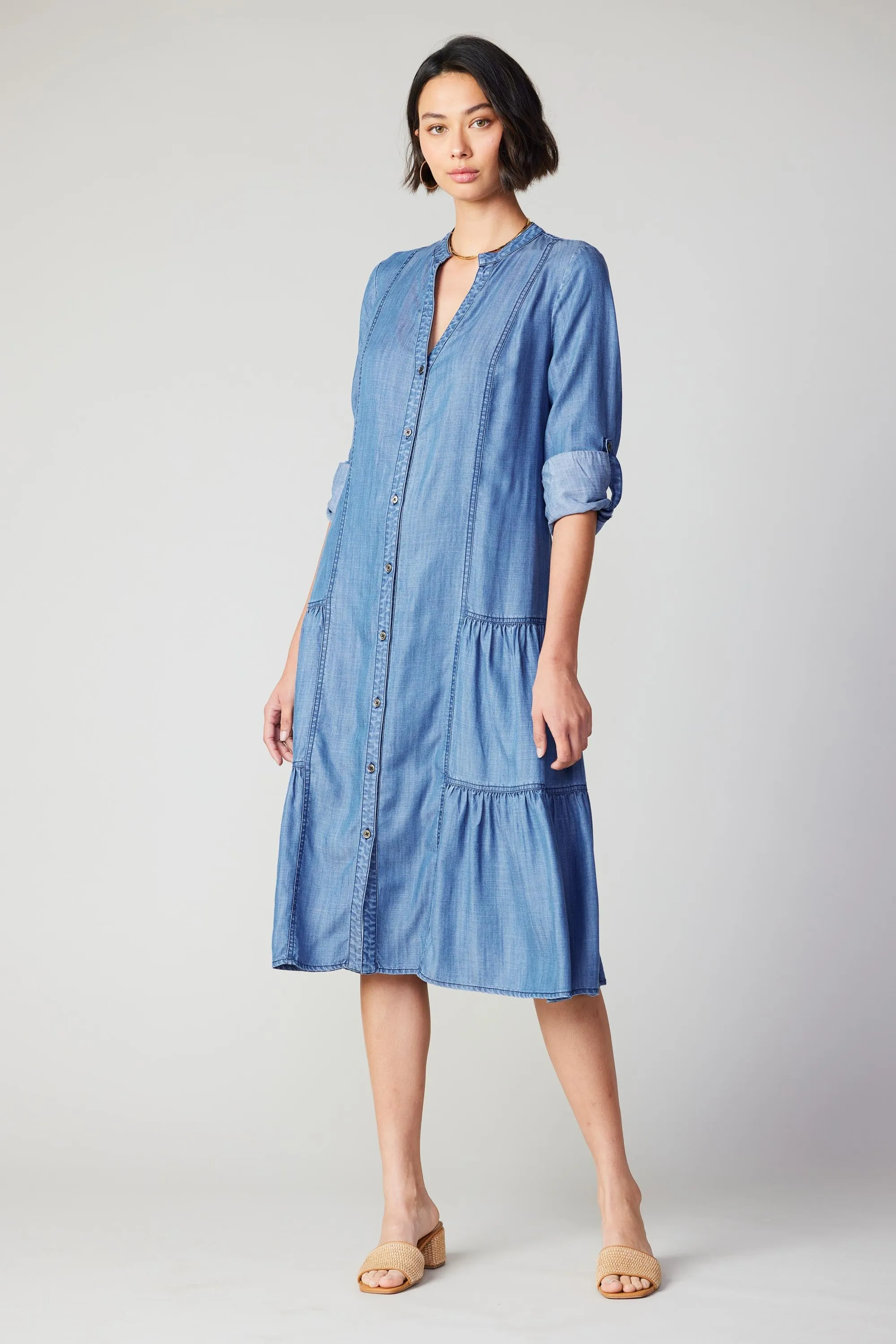 Chambray Buttondown Dress sold by Current Air product image thumbnail 5