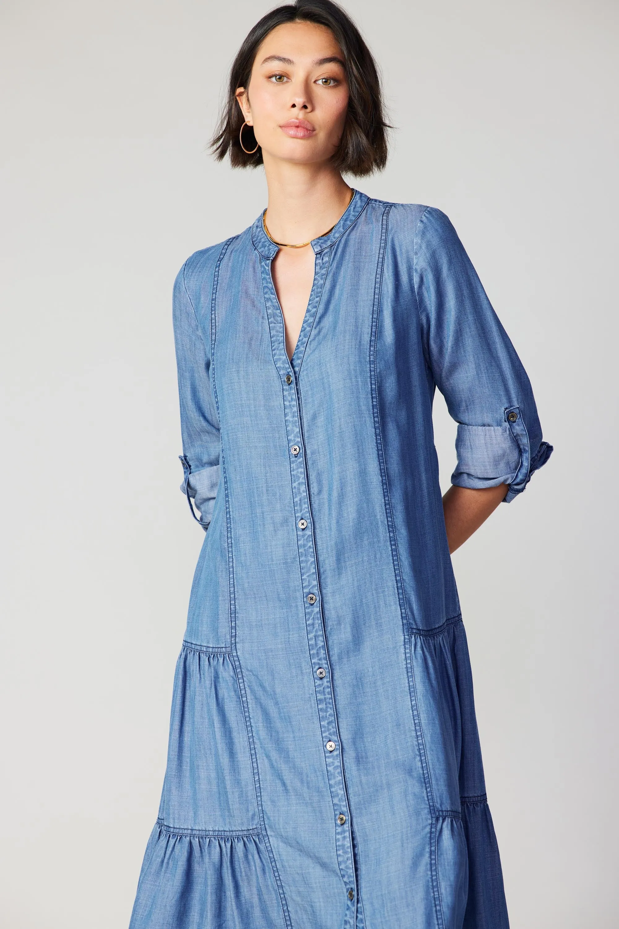 Chambray Buttondown Dress sold by Current Air product image thumbnail 3