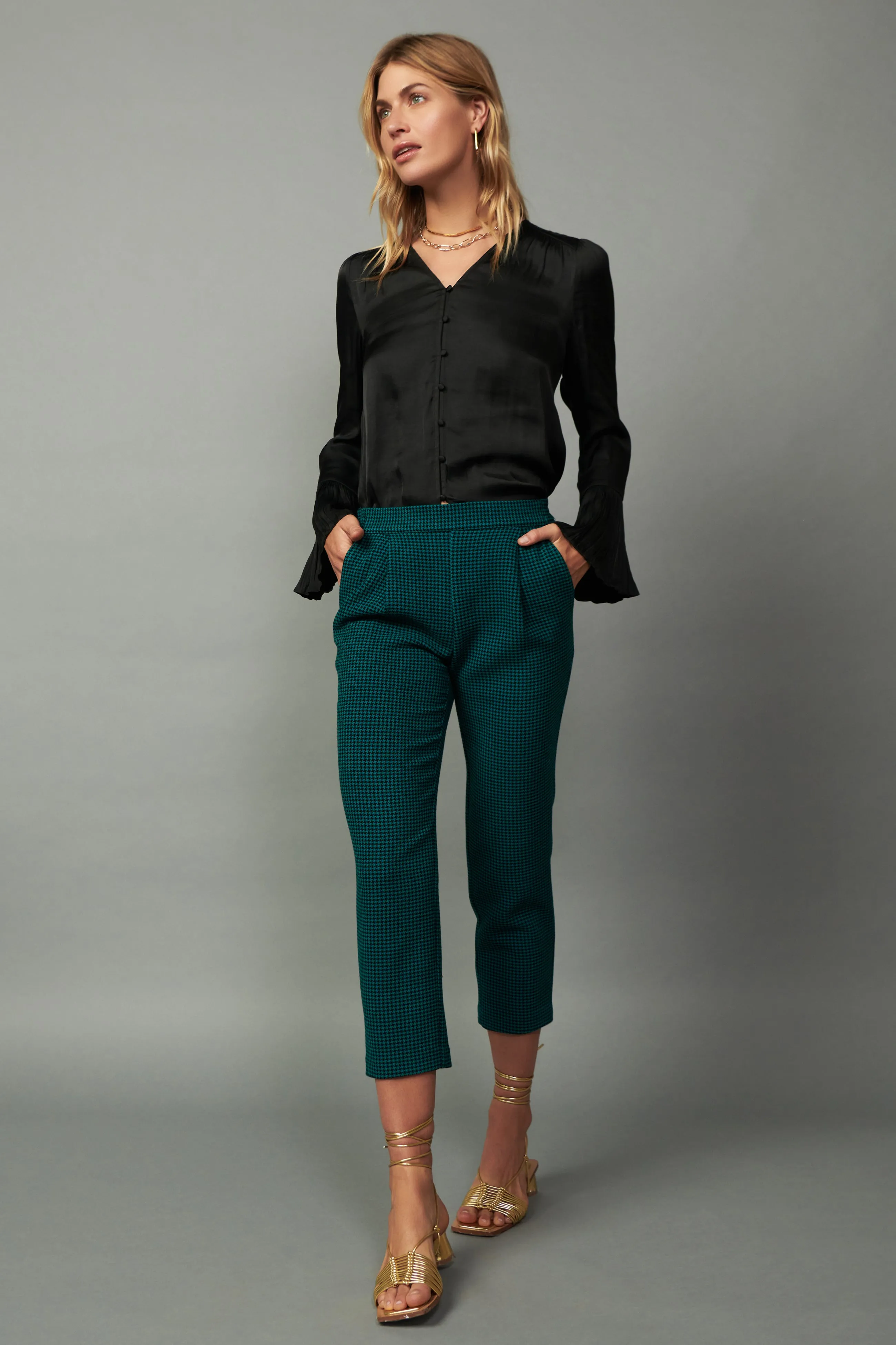 Houndstooth Patterned Straight Pants sold by Current Air