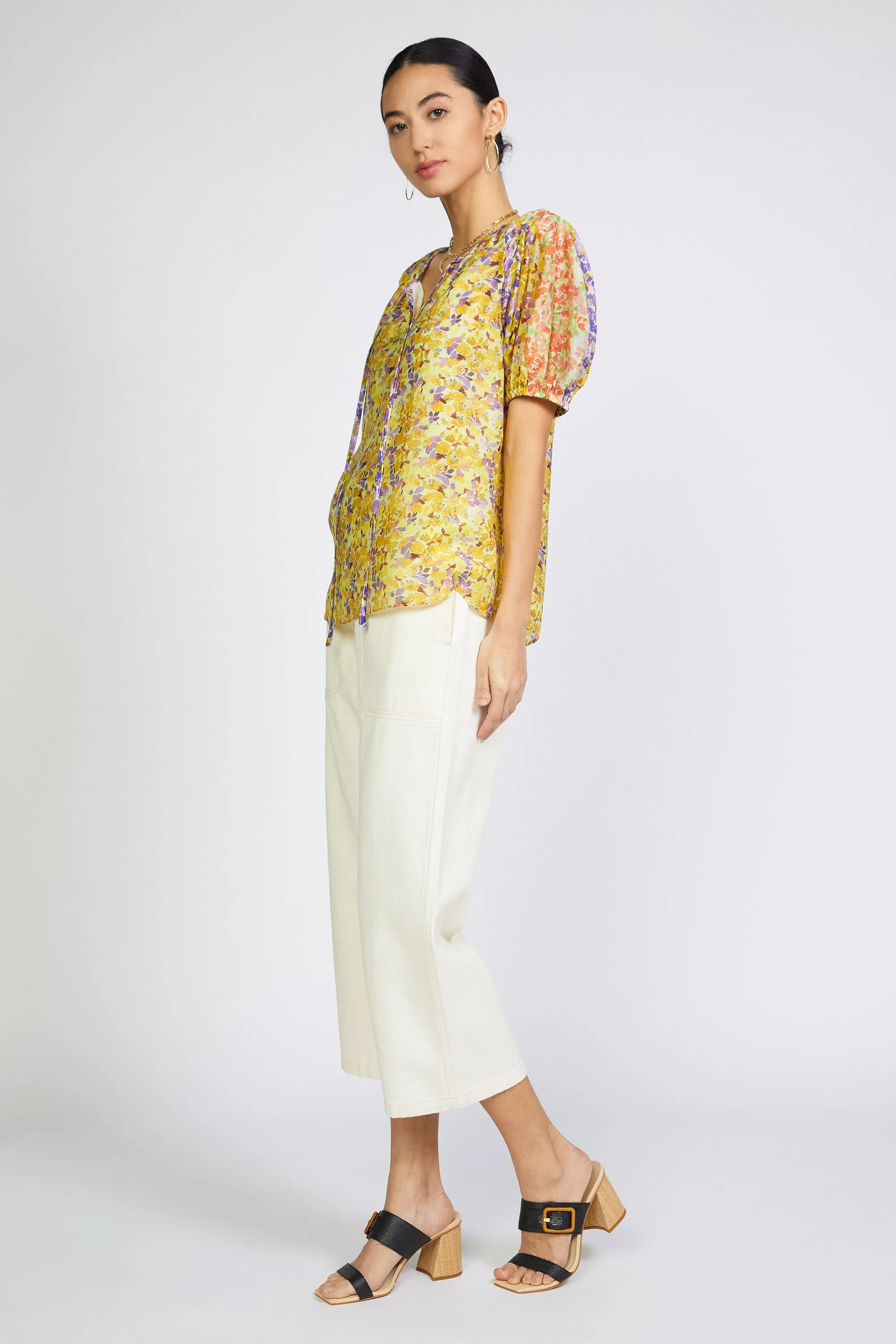 Floral Colorblock Split Neck Blouse sold by Current Air product image thumbnail 2