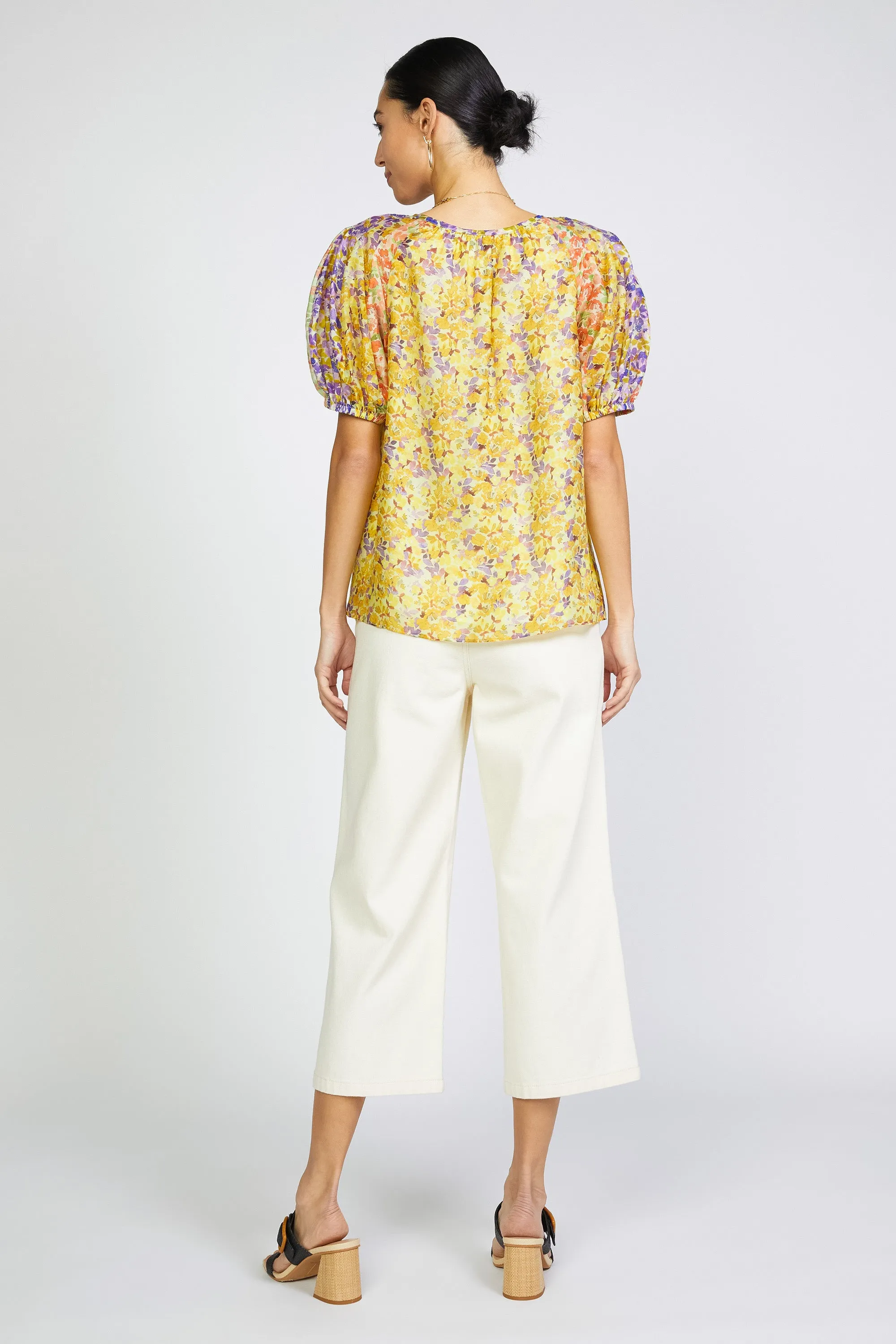 Floral Colorblock Split Neck Blouse sold by Current Air product image thumbnail 4