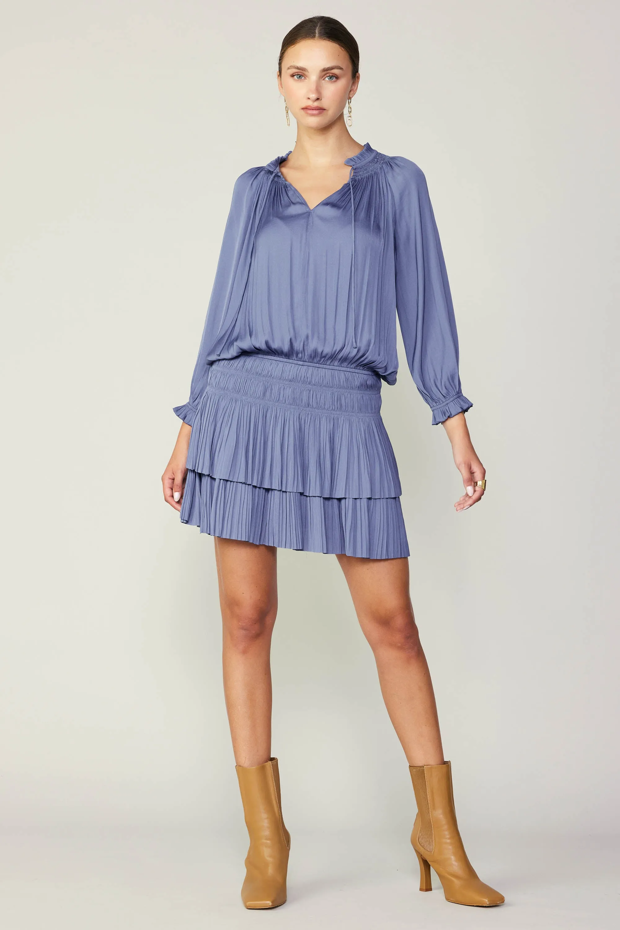 Aurelie Pleated Mini Dress sold by Current Air