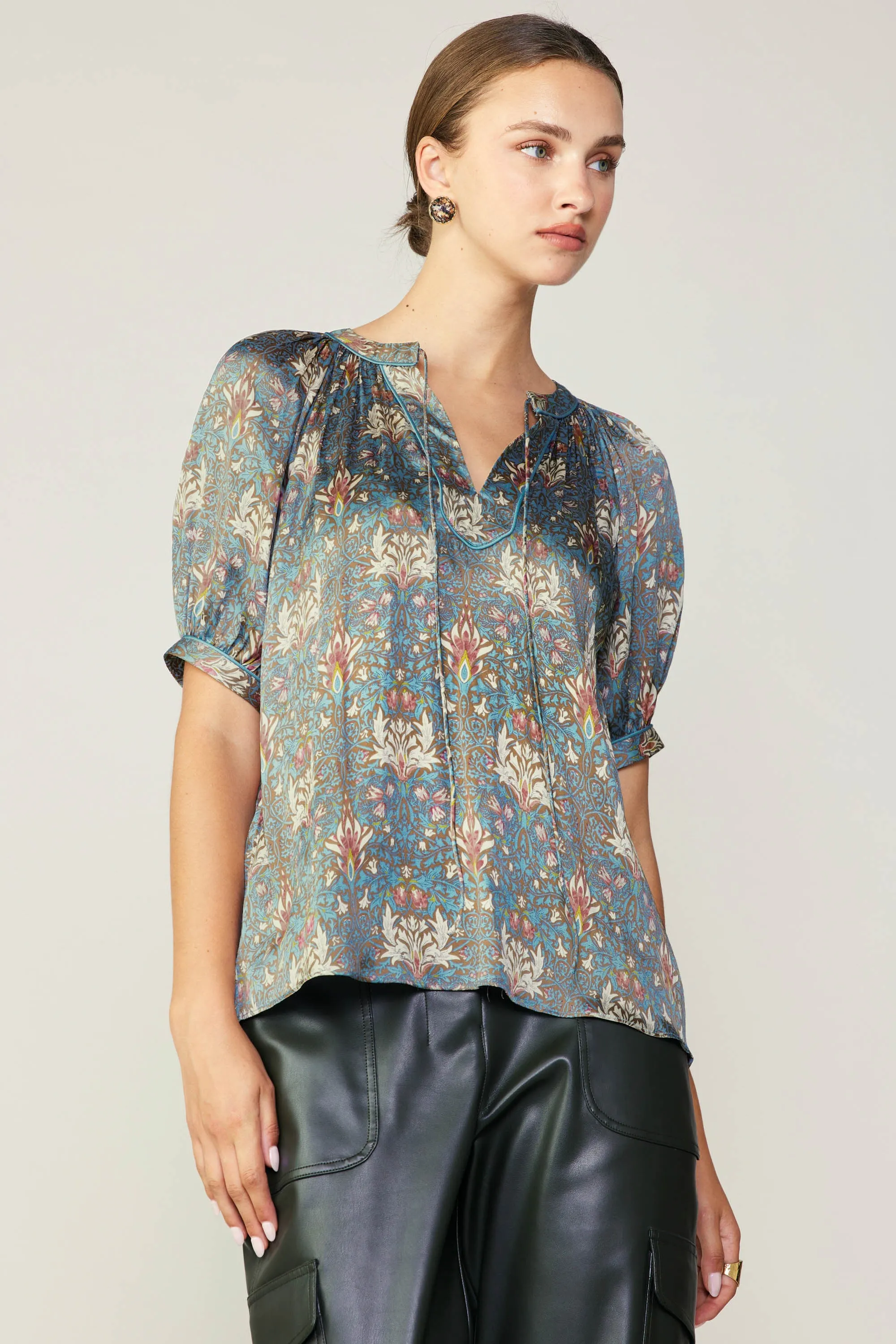 Floral Nouveau Split Neck Blouse sold by Current Air